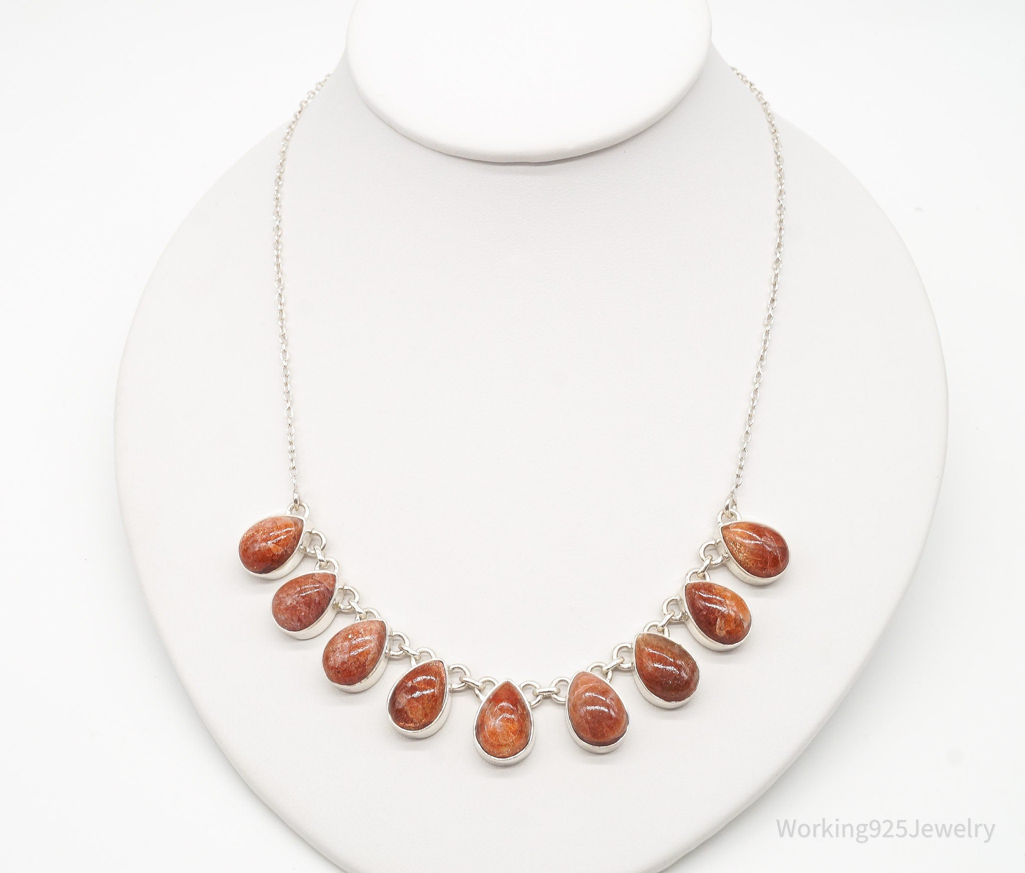 Vintage Designer TGGC Sunstone Sterling Silver Necklace