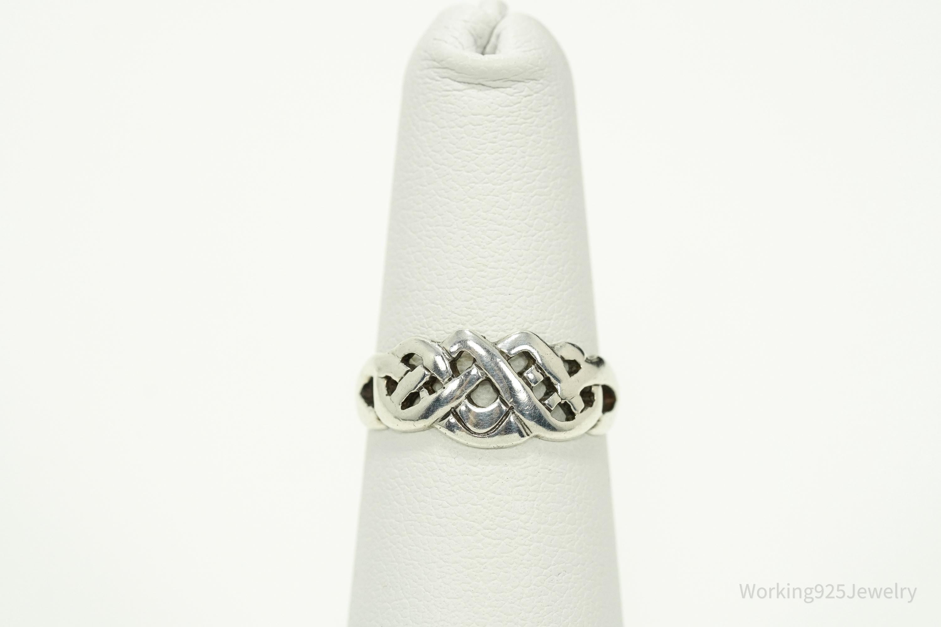 Vintage Irish Celtic Knots Sterling Silver Ring - Size 5.5