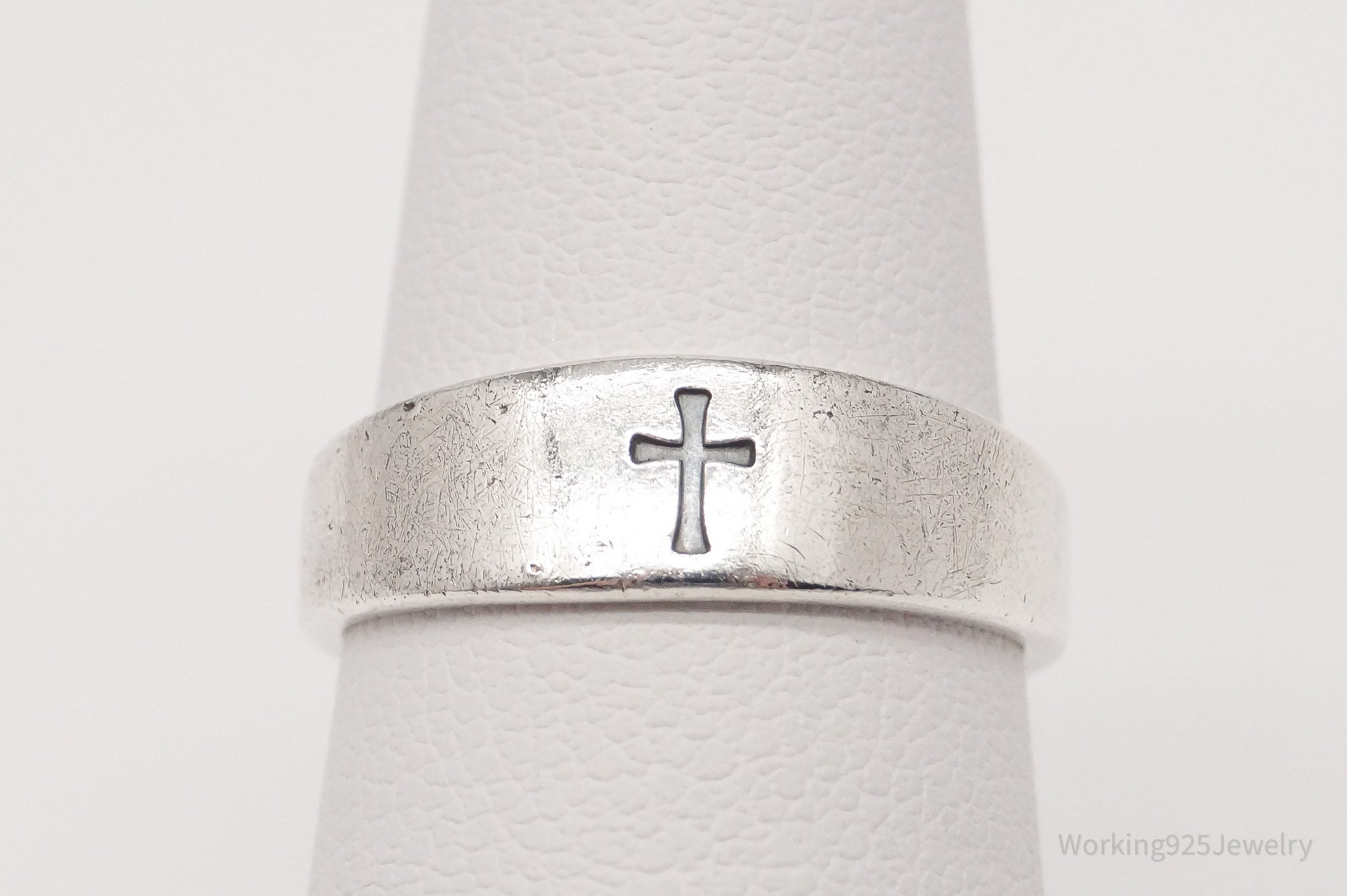 Rare Vintage James Avery Retired Sterling Silver Cross Band Ring - Size 5.5