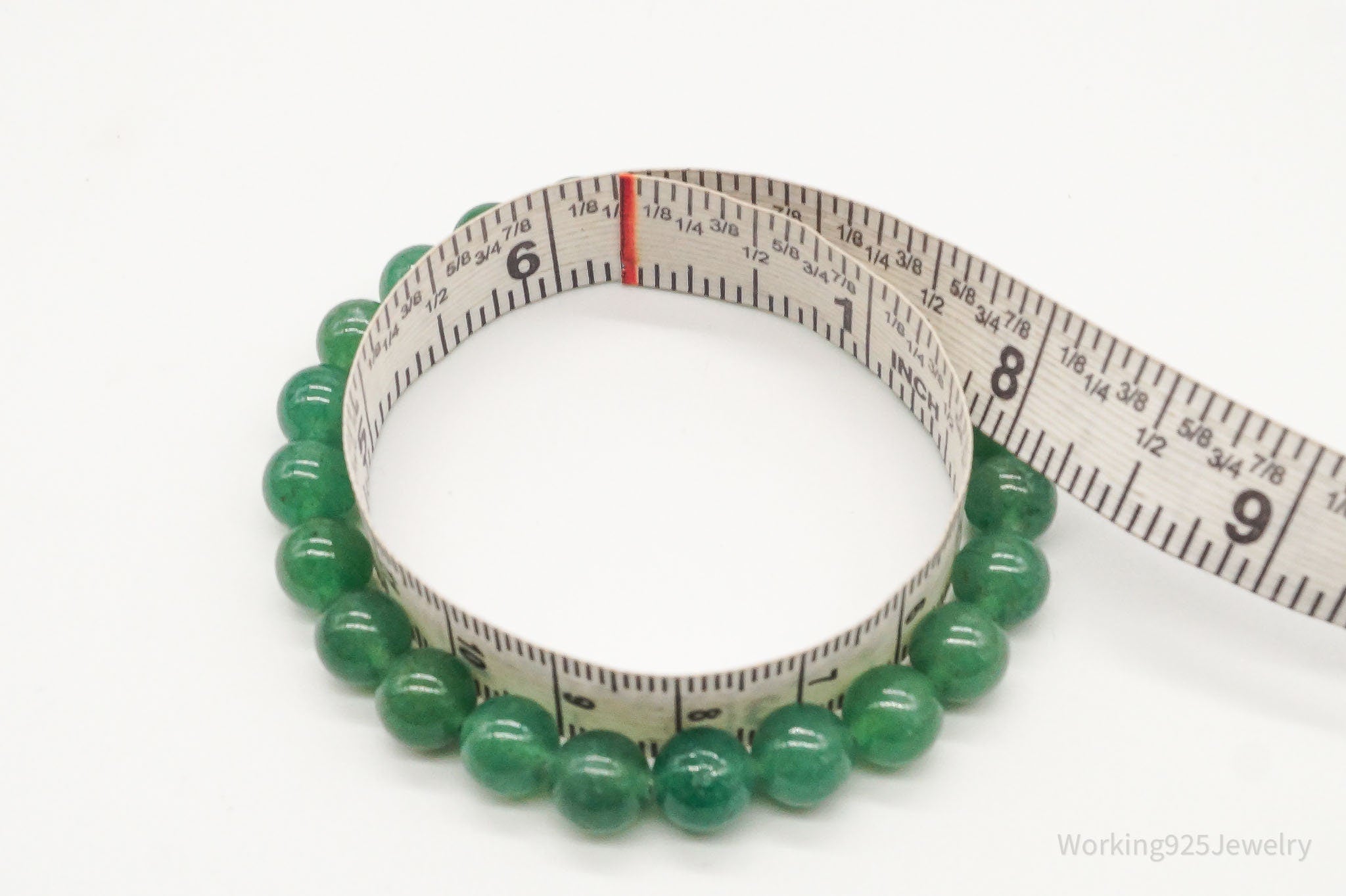 Vintage Green Jade Beads Stretch Bracelet