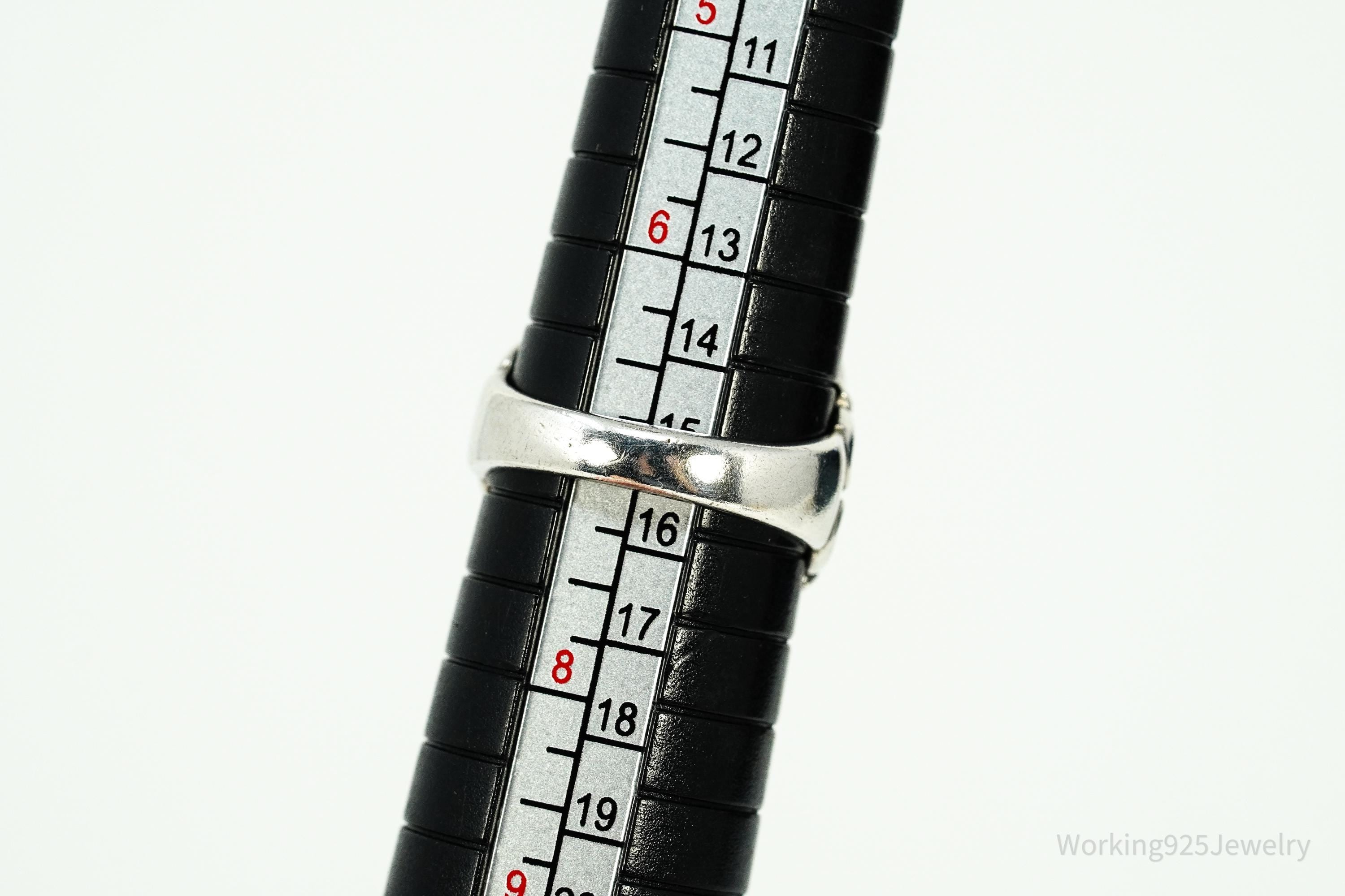 Vintage Designer Kabana Abalone Paua Shell Sterling Silver Ring - Size 7