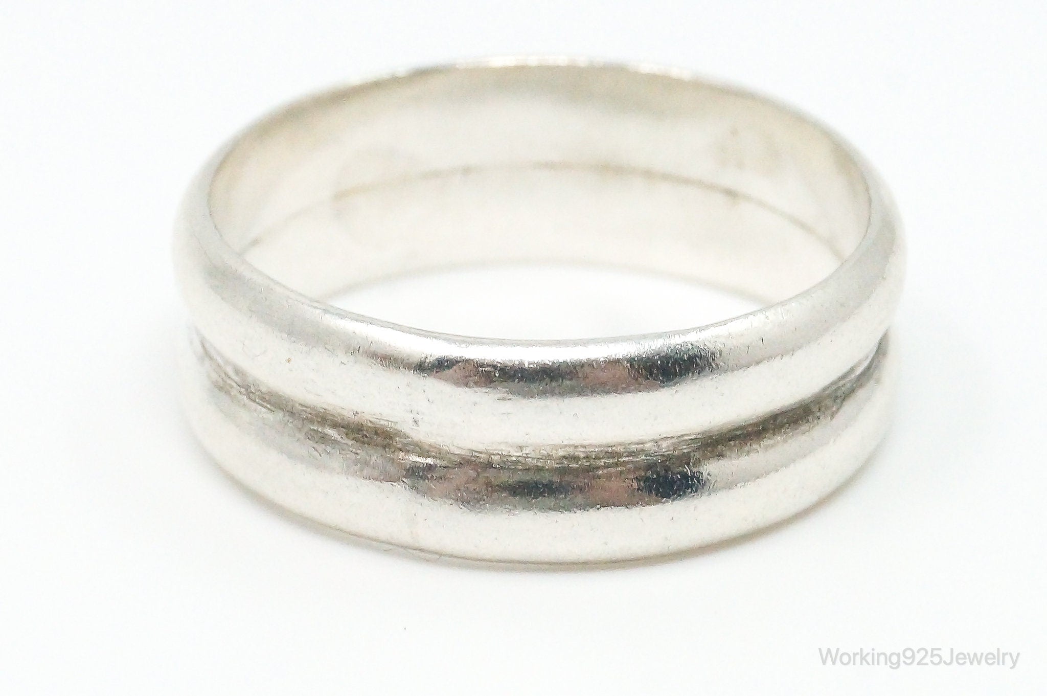 Vintage Sterling Silver Double Band Wide Ring Size 11