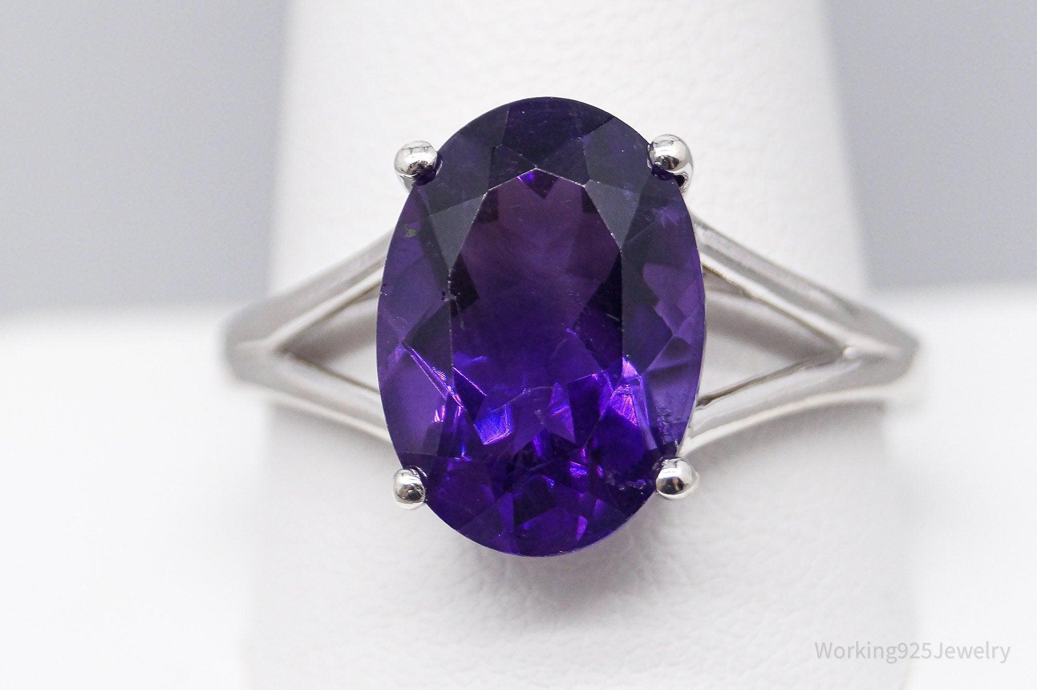 JTV DK Large Purple Amethyst Sterling Silver Ring - Size 12