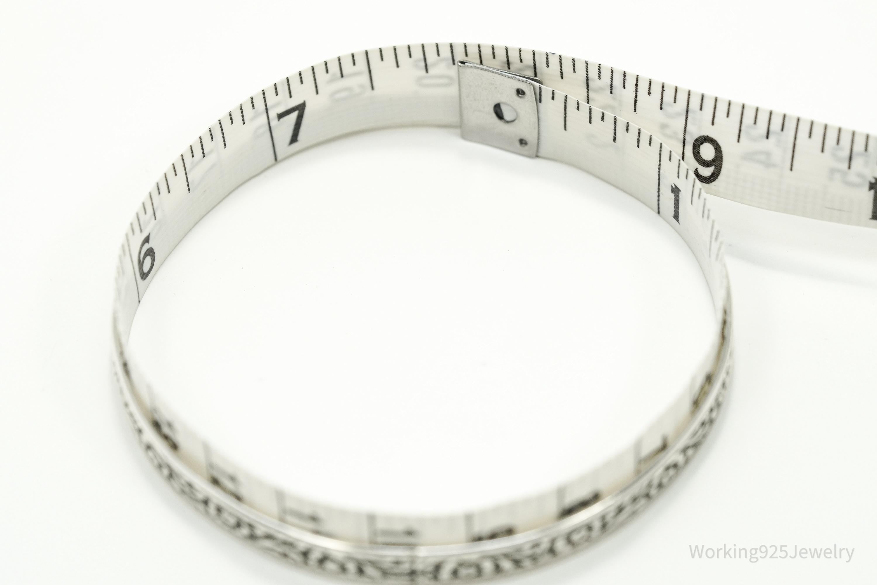 Antique Designer Danecraft Floral Pattern Sterling Silver Bracelet 7.75"