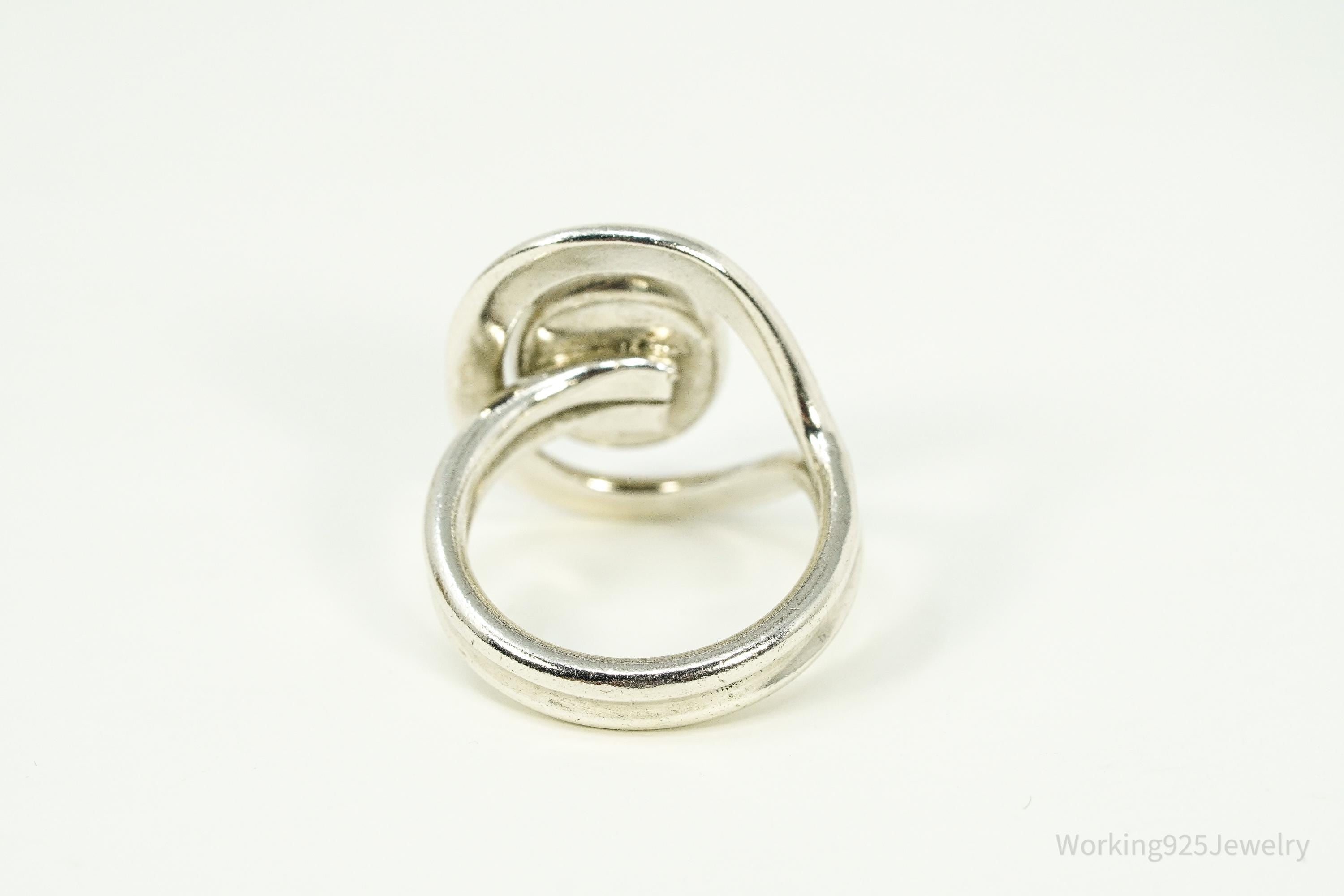 Vintage Opal Modernist Style Sterling Silver Ring - Size 8