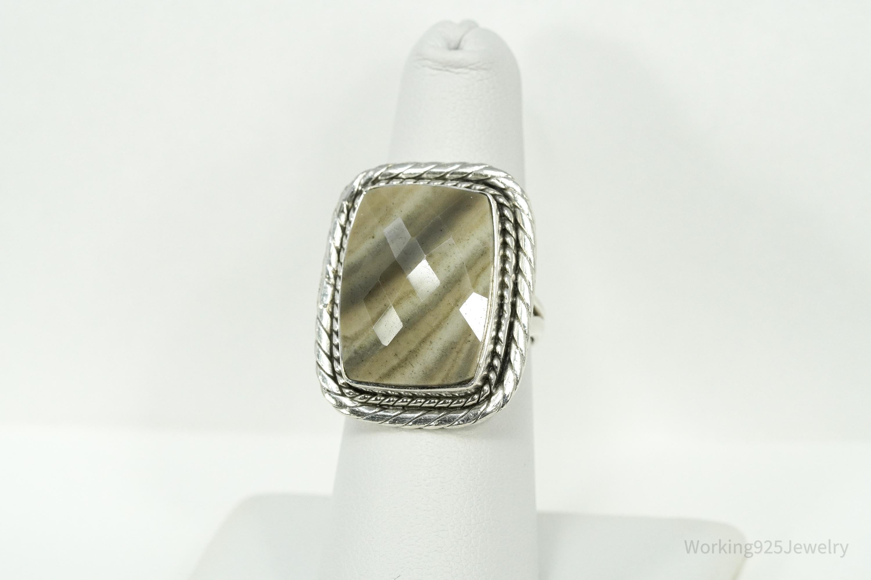 Vintage Lace Gemstone Sterling Silver Ring - Size 7