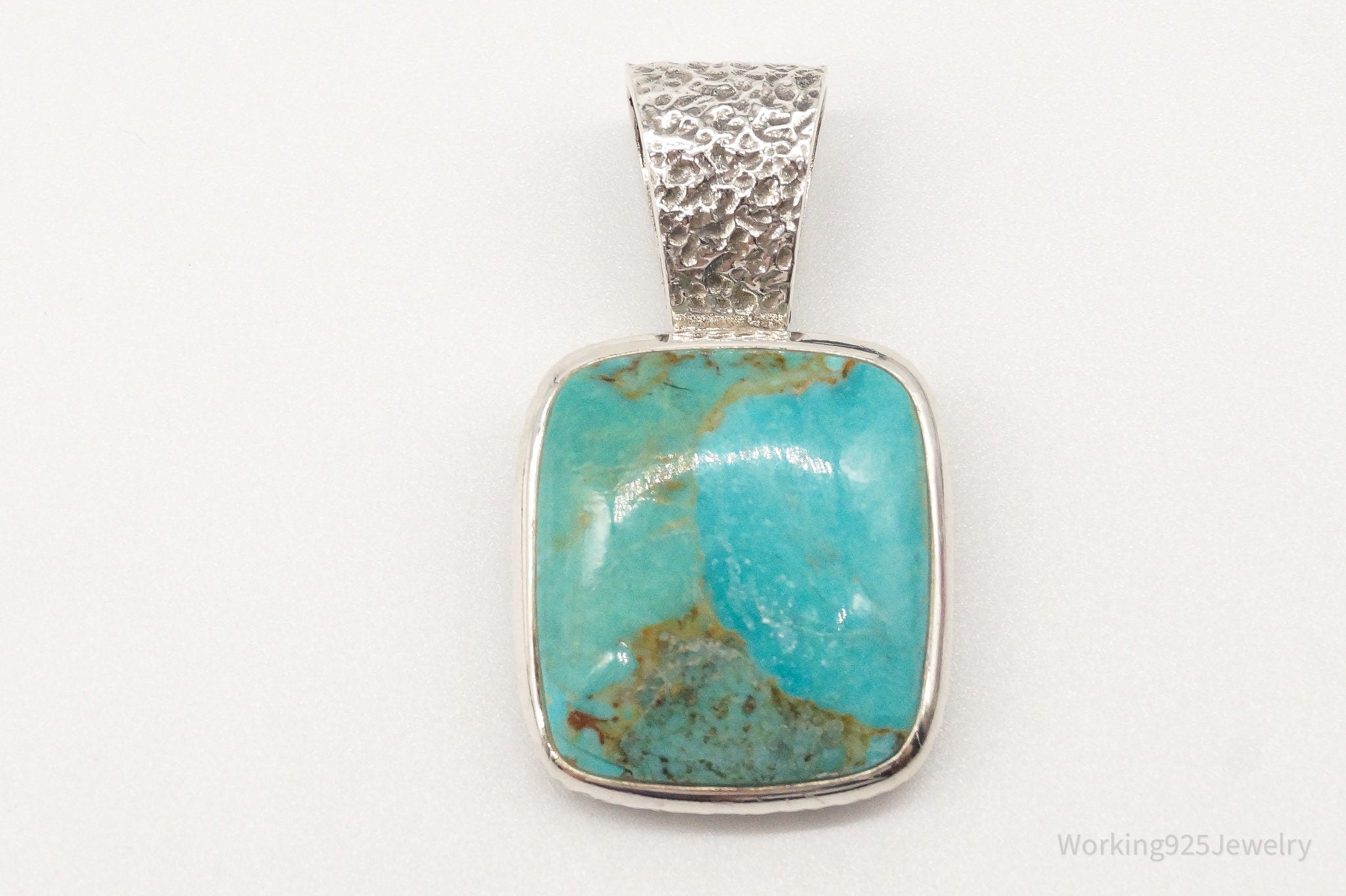 Vintage Thai Designer NK Turquoise Sterling Silver Pendant