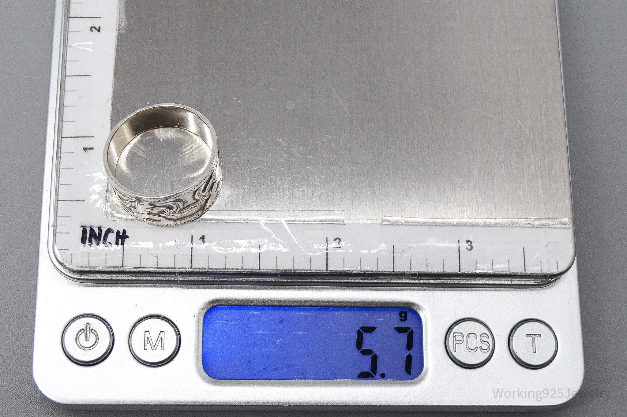 Vintage Guatemala 900 Silver Band Ring Size 9