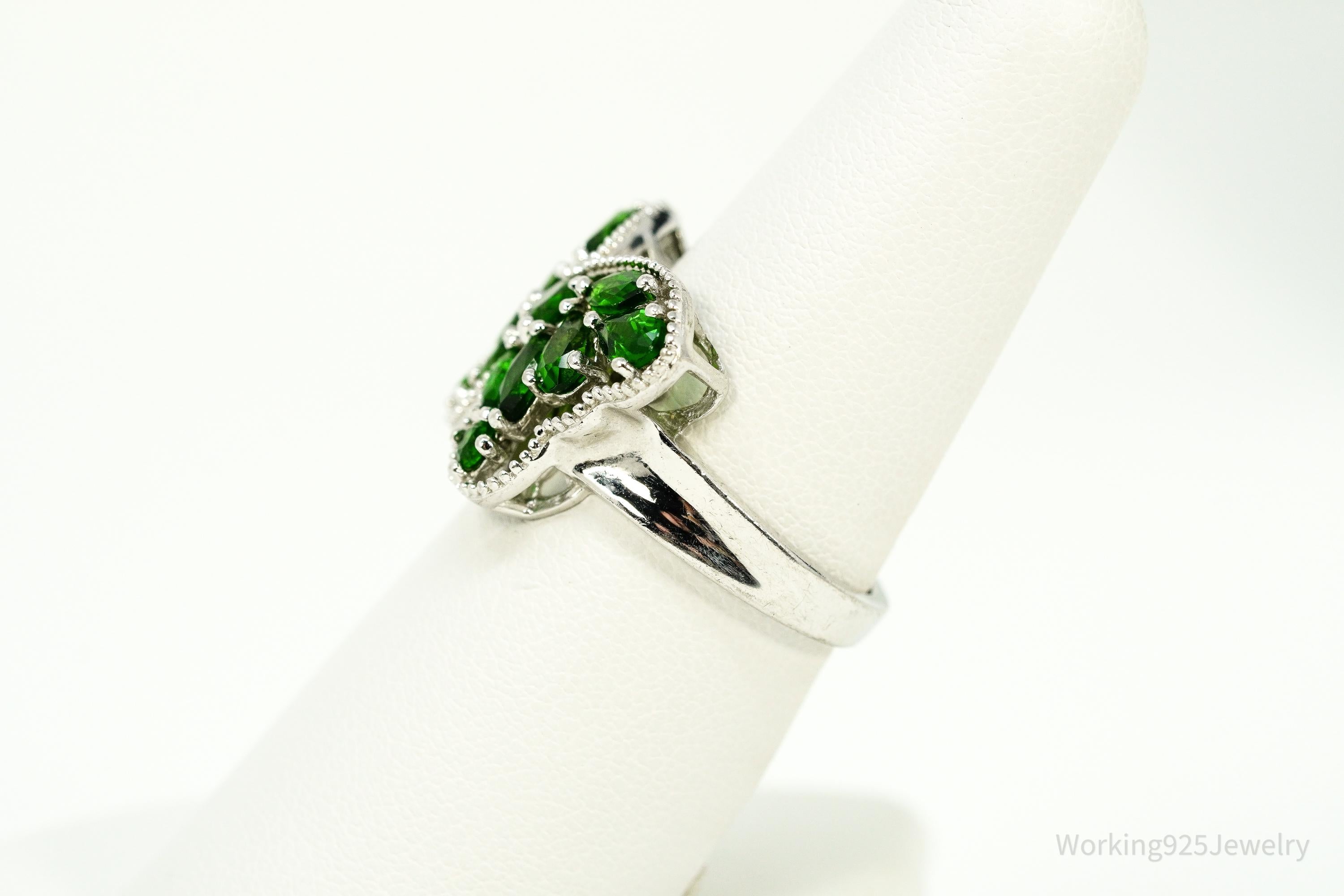 Green Chrome Diopside Butterfly Sterling Silver Ring - Size 7