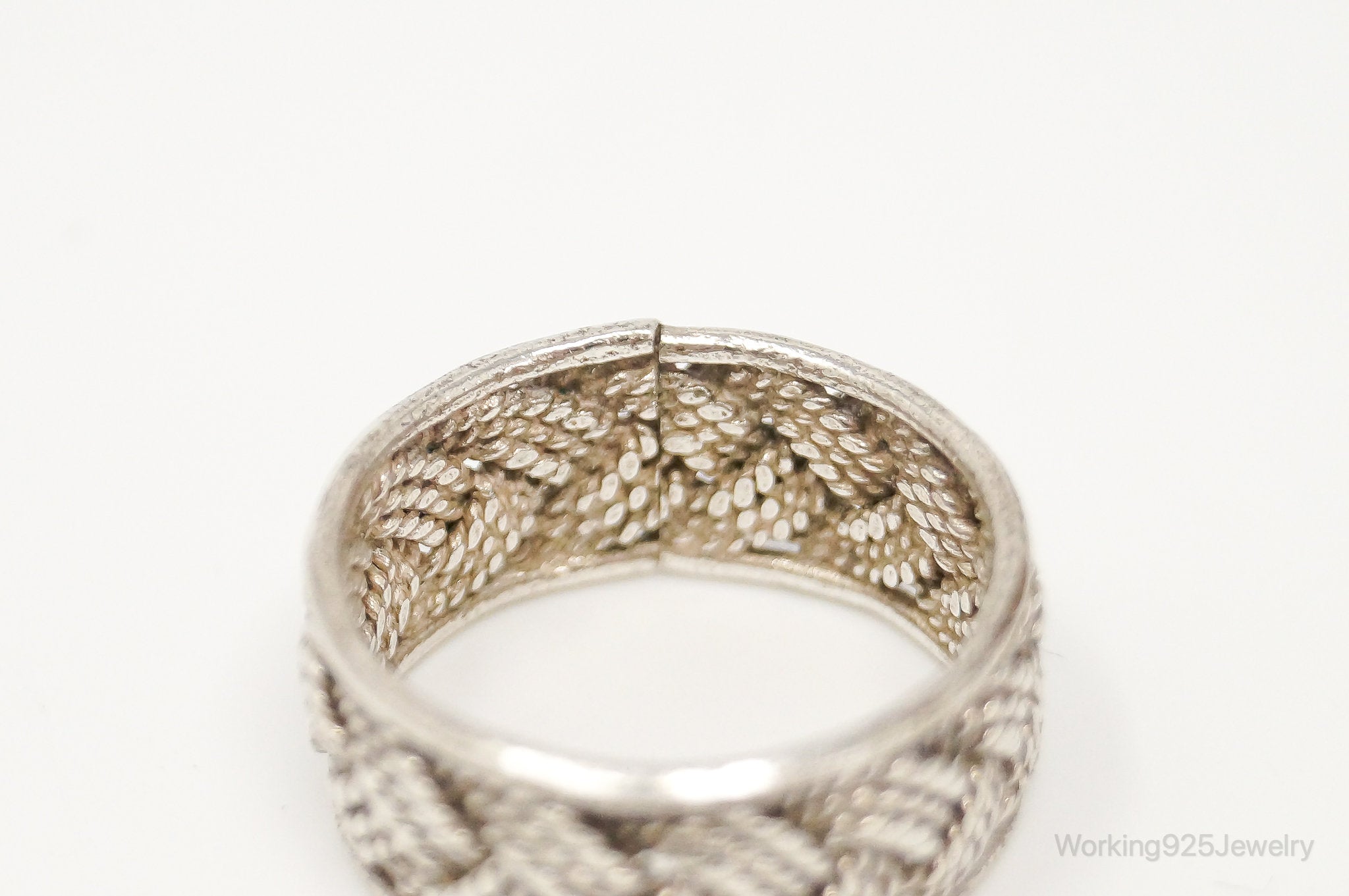 Vintage Weave Braid Sterling Silver Band Ring - Size 6.75