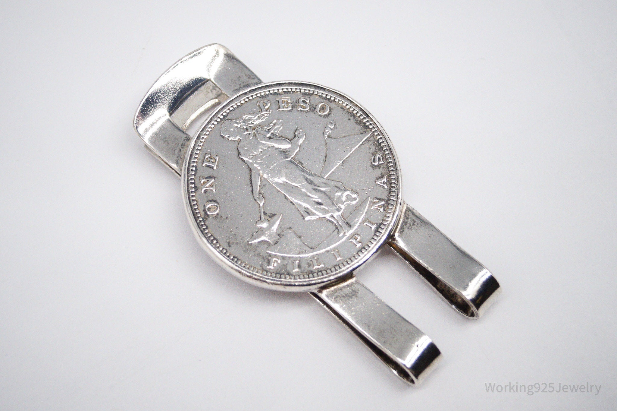 Philippines Silver Peso Coin Sterling Silver Money Clip