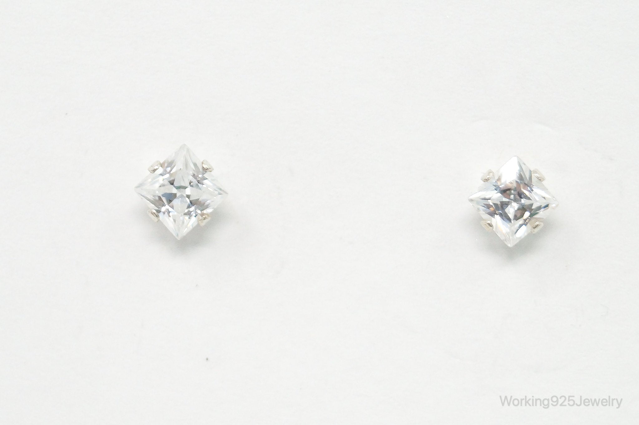Cubic Zirconia Sterling Silver Stud Post Earrings