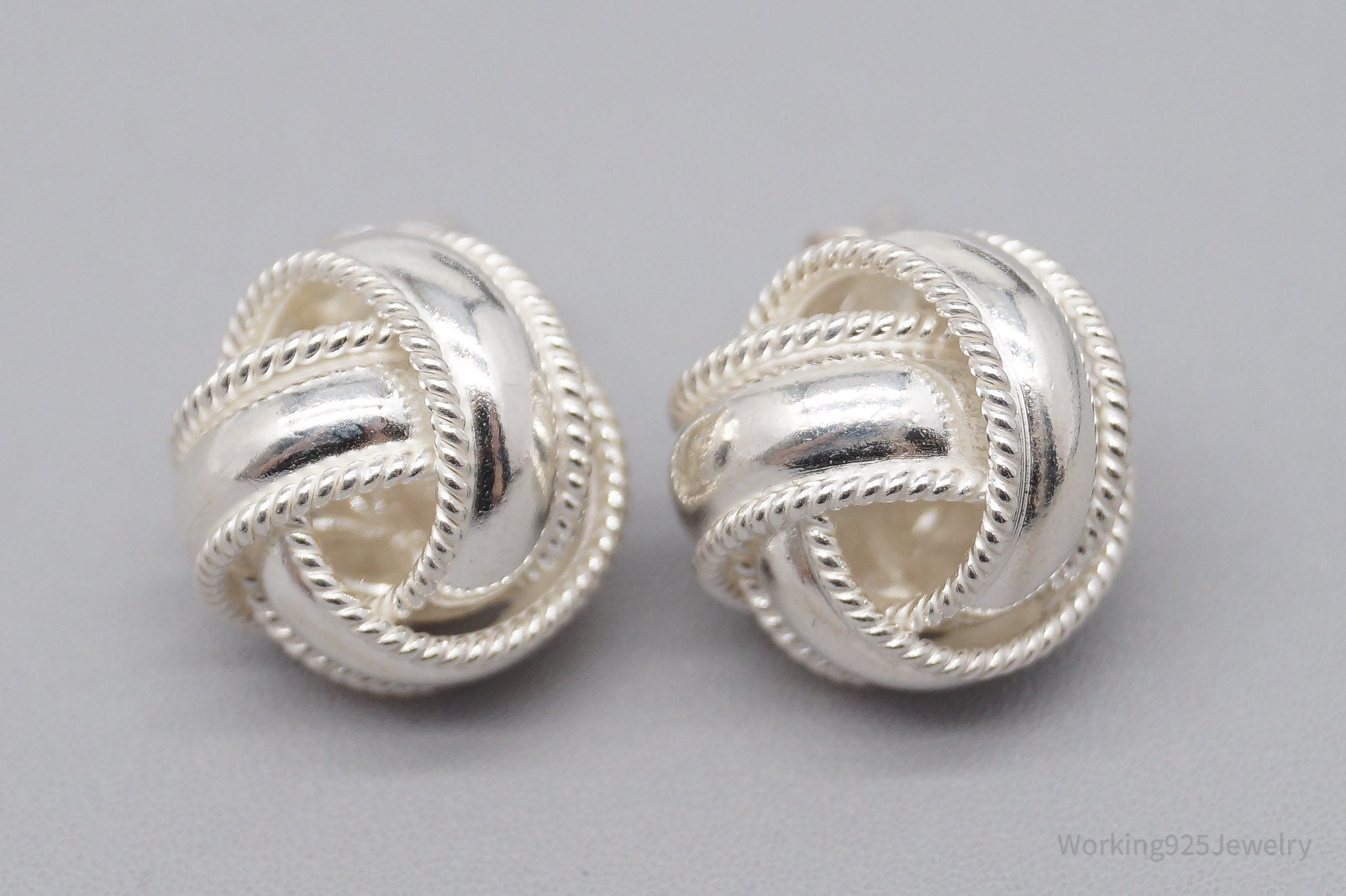 Vintage Sleek Knot Sterling Silver Earrings