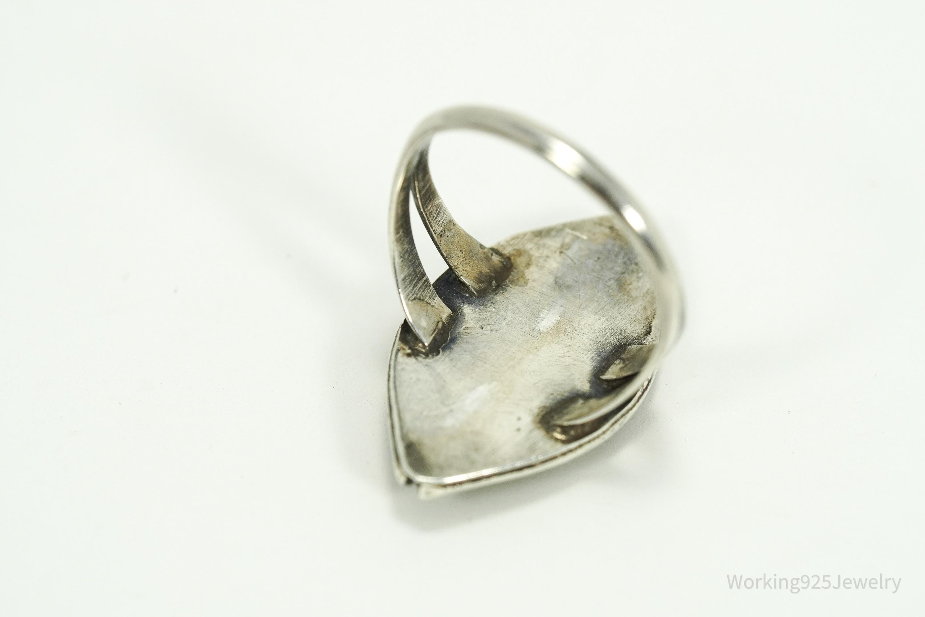 Vintage Native American Turquoise Silver Ring - Size 6.25