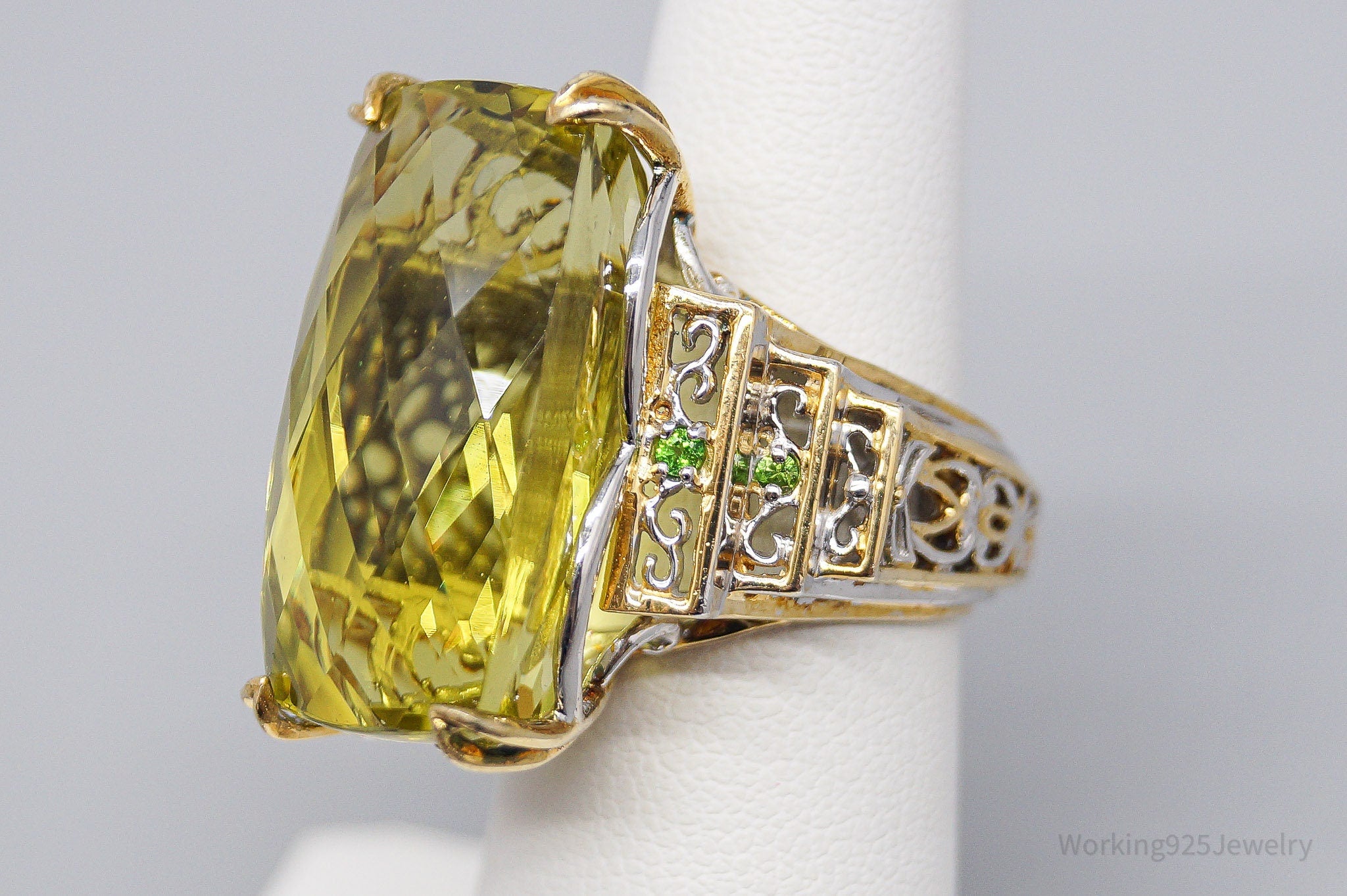 Michael Valitutti Ouro Verde Chrome Diopside Gold Sterling Silver Ring - Size 6