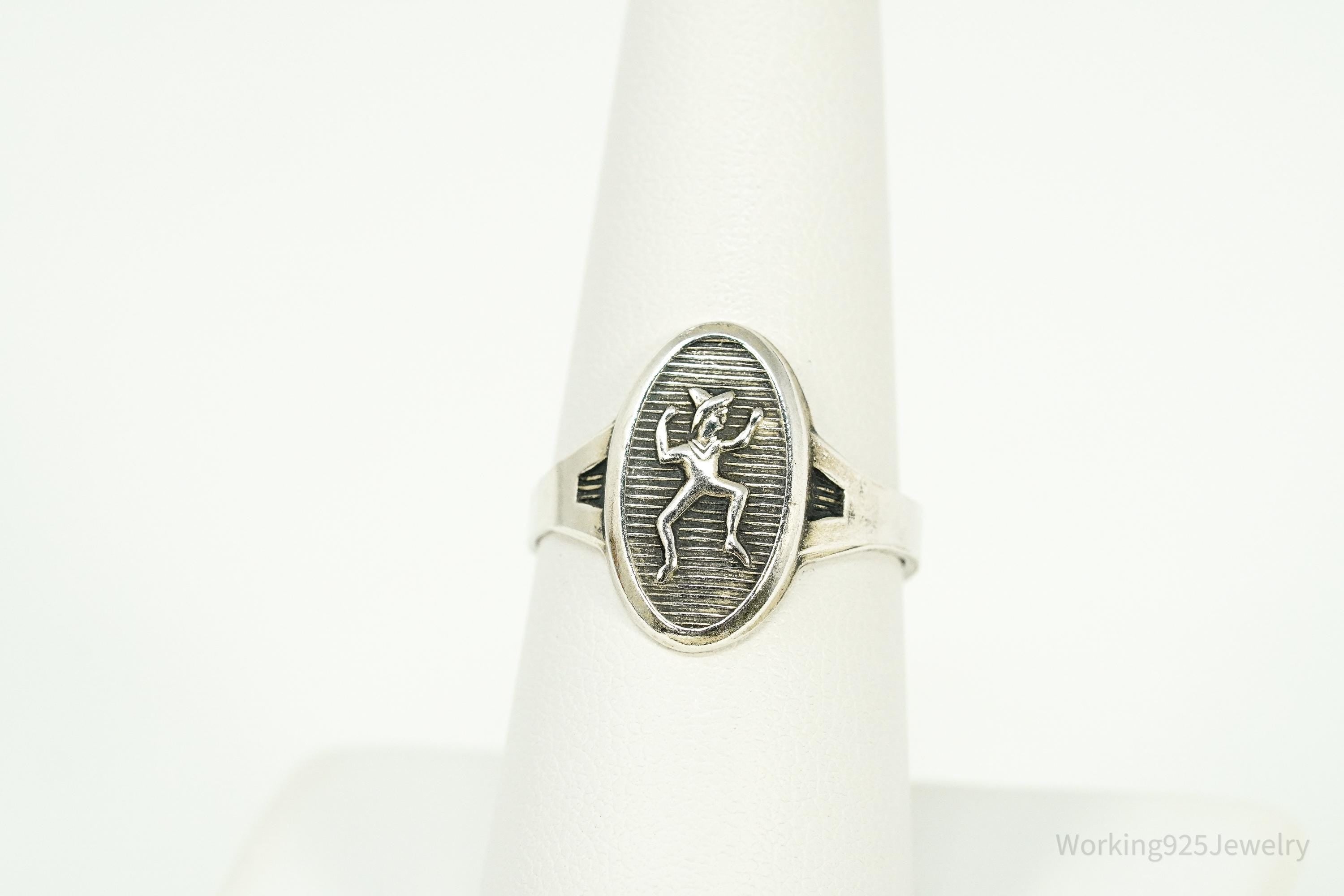 Vintage 1940s Girl Scout Brownie Scouts Sterling Silver Ring - Size 8 Adjustable