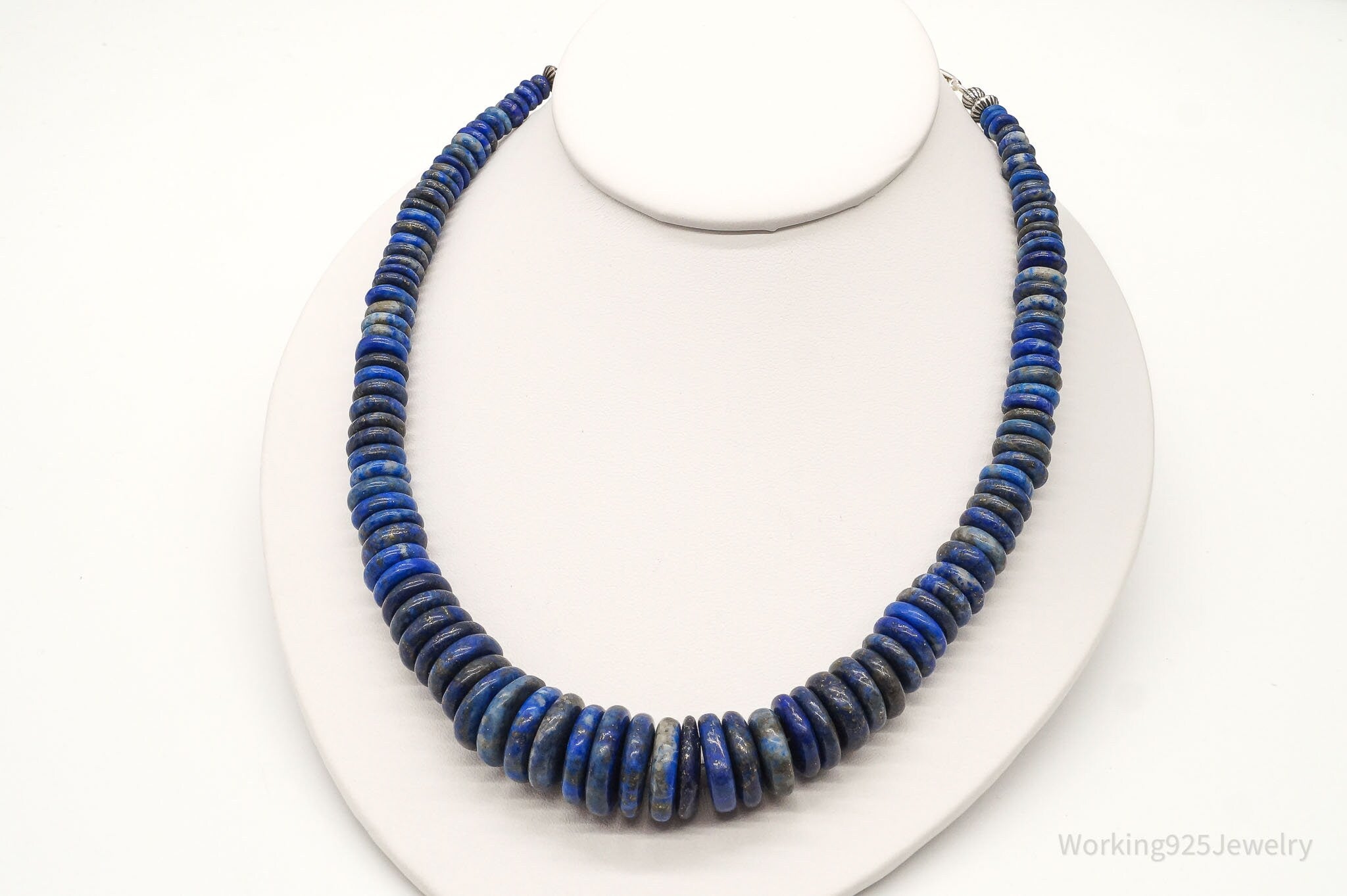 Vintage Southwestern Lapis Lazuli Bead Sterling Silver Necklace