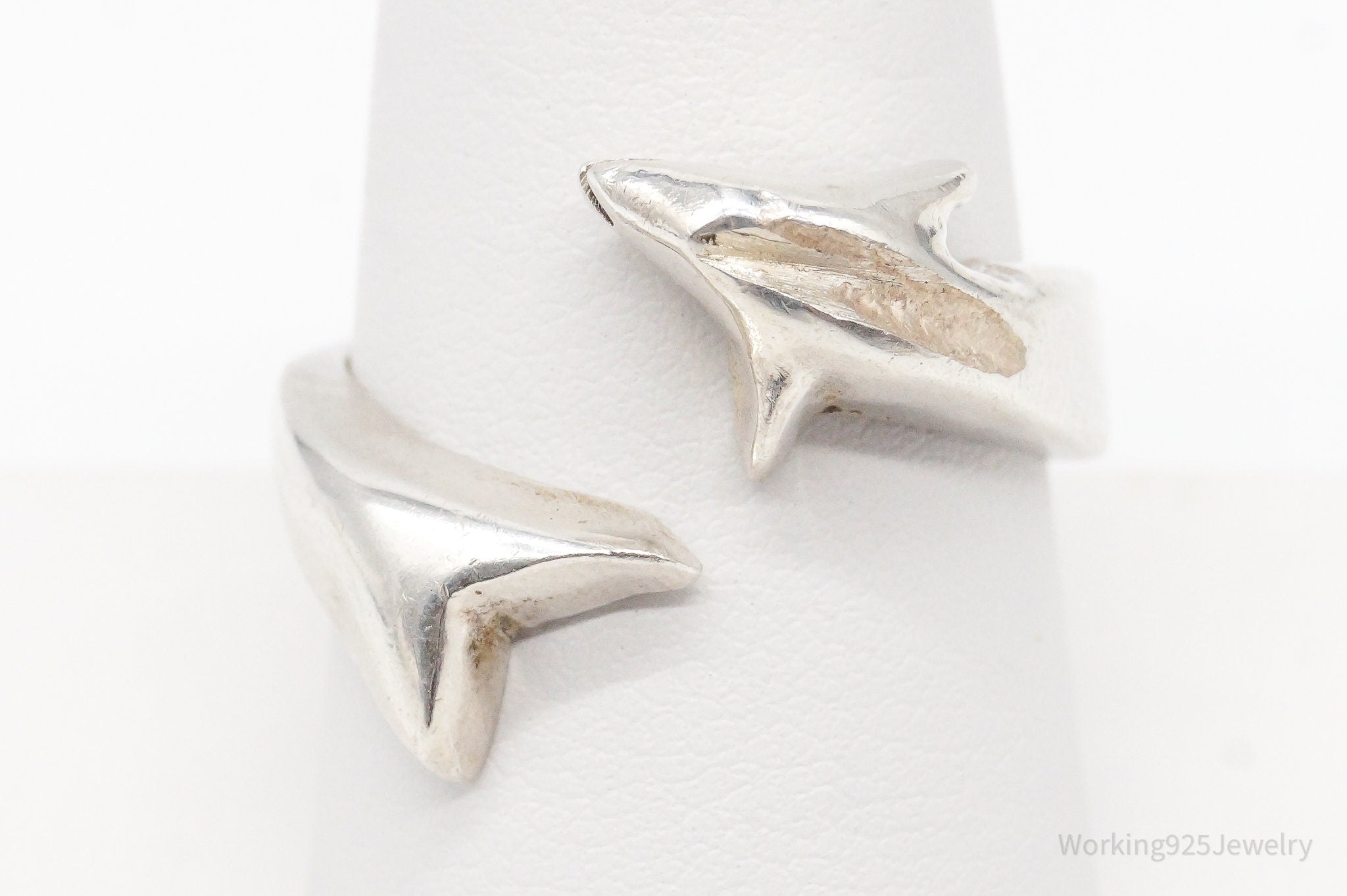 Vintage Mexico Dolphin Sterling Silver Wrap Ring - Size 8.75