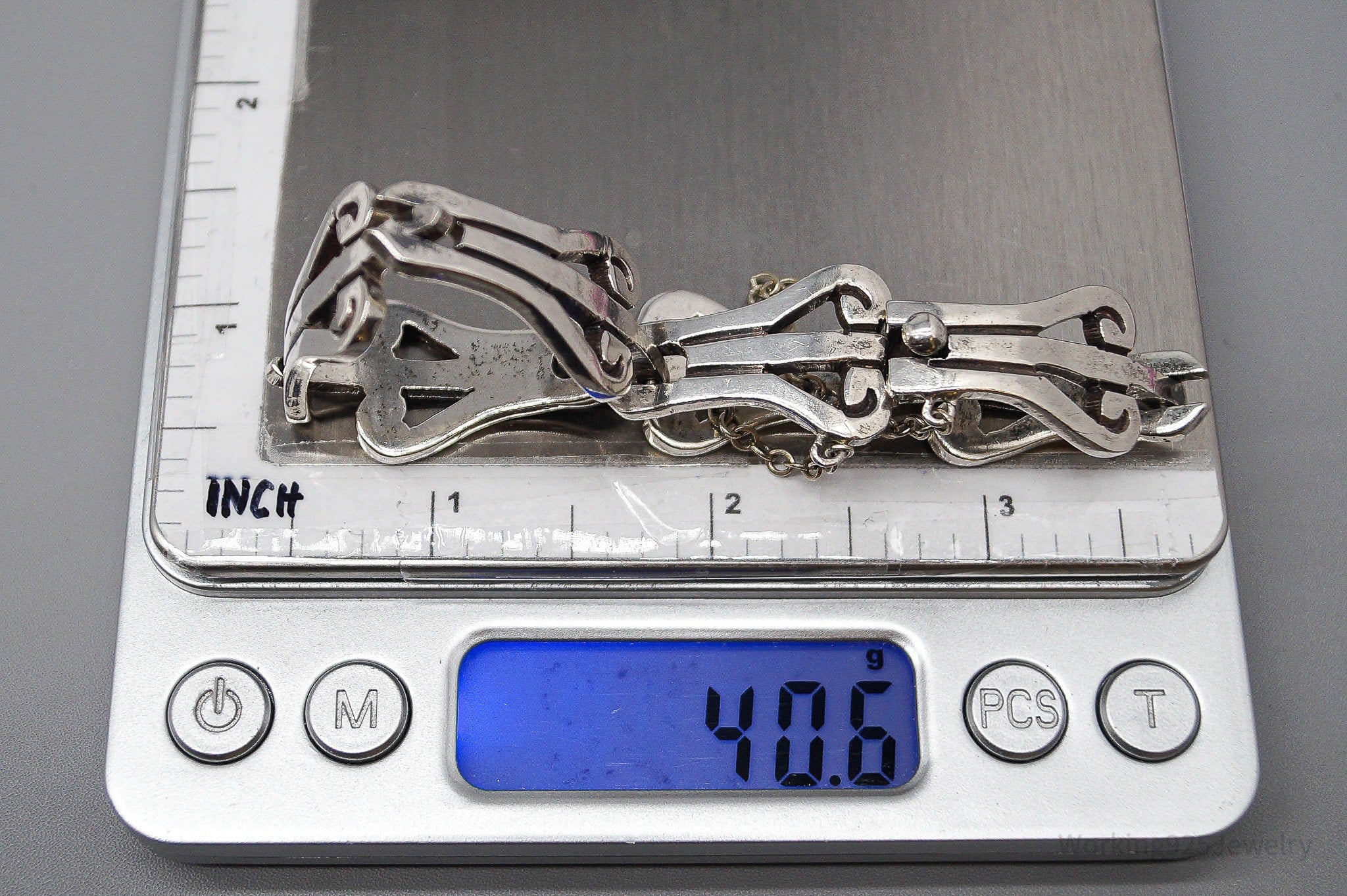 Vintage Mexico Modernist Jacobo Sterling Silver Bracelet - 7"