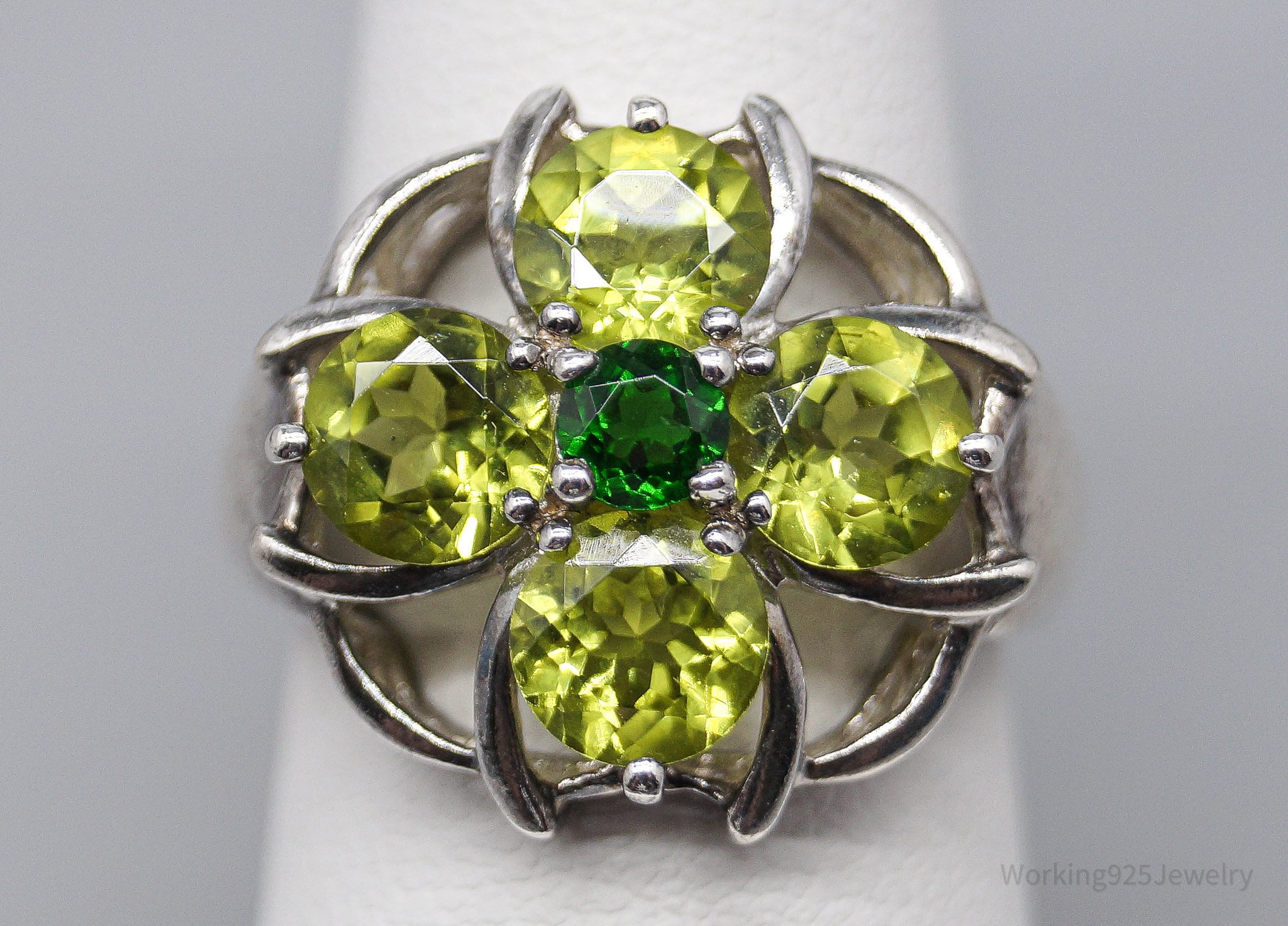 JTV HT Peridot & Green Chrome Diopside Sterling Silver Ring - Size 6.75