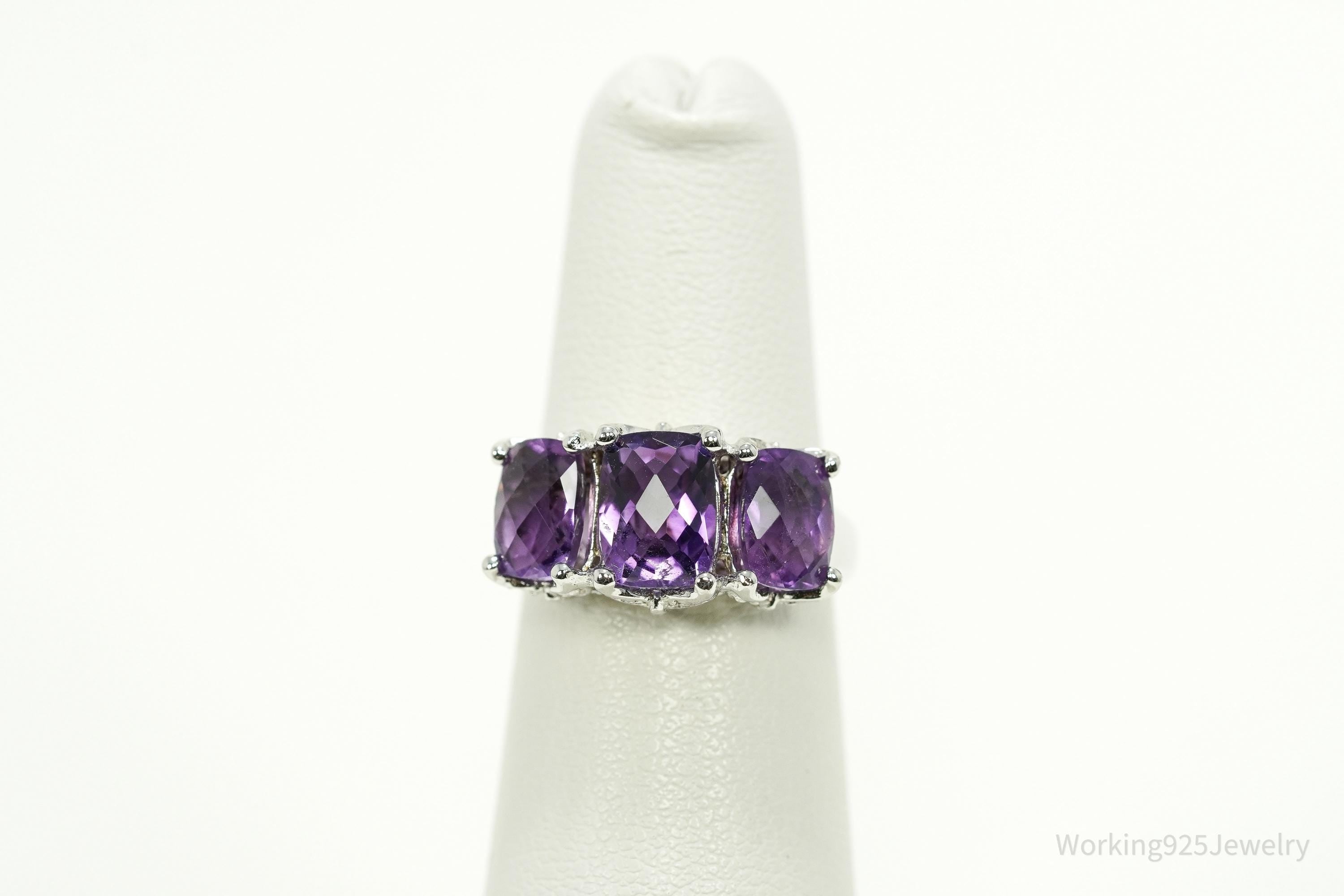 Designer BBJ Purple Amethyst Sterling Silver Ring - Size 5