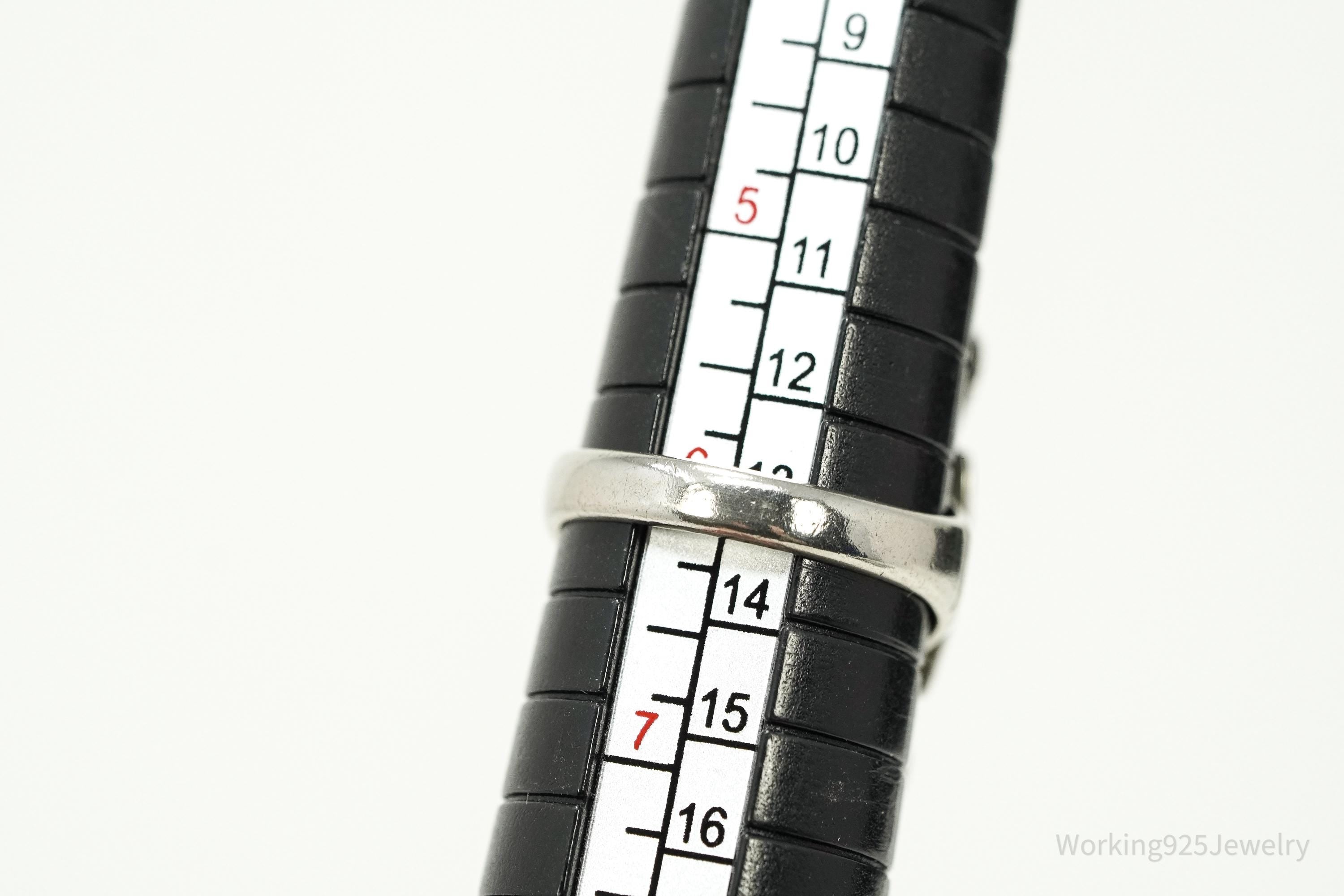 Vintage Native American Turquoise Unsigned Silver Ring - Size 6