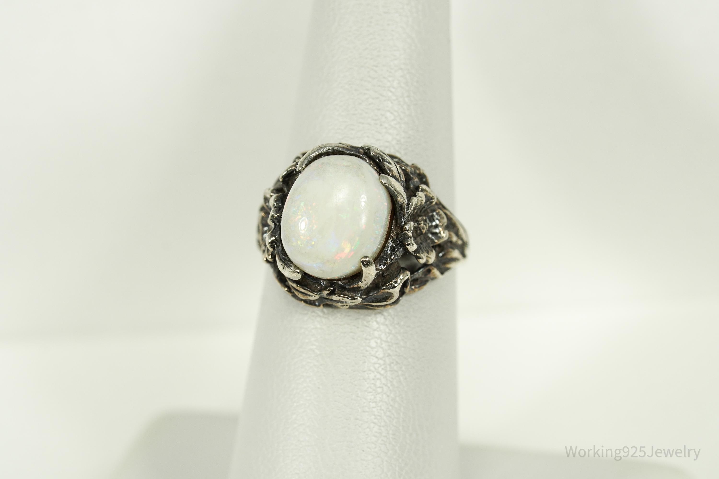 Vintage Opal Sterling Silver Ring - Size 6.25