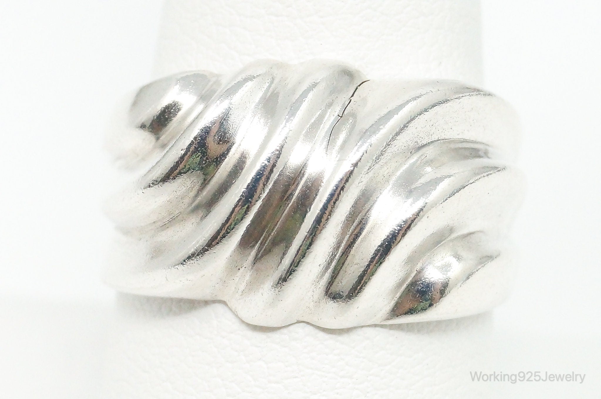 Vintage Thick Sleek Modernist Sterling Silver Ring - Size 9