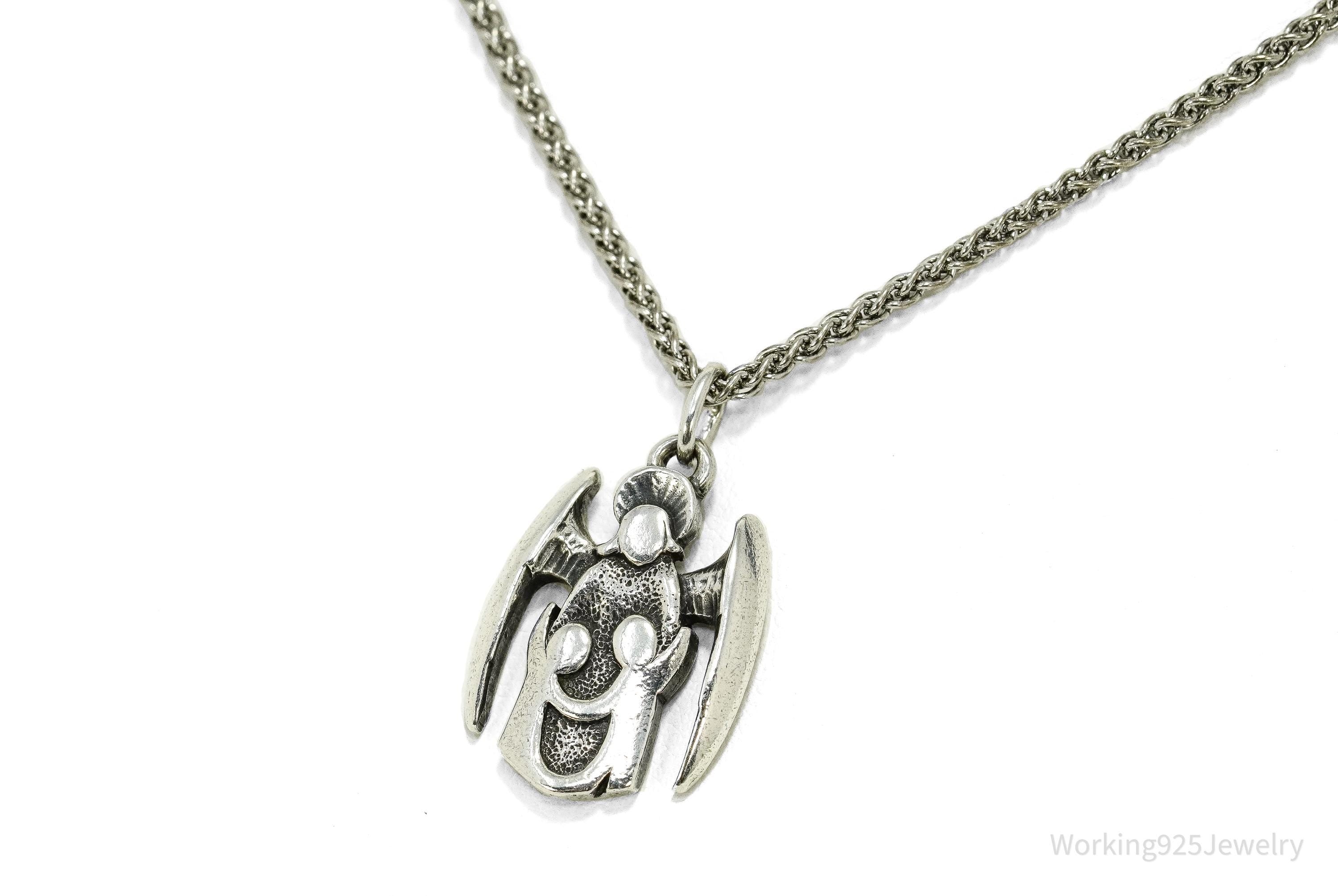 Vintage Designer James Avery Retired Guardian Angel Sterling Silver Necklace 20"