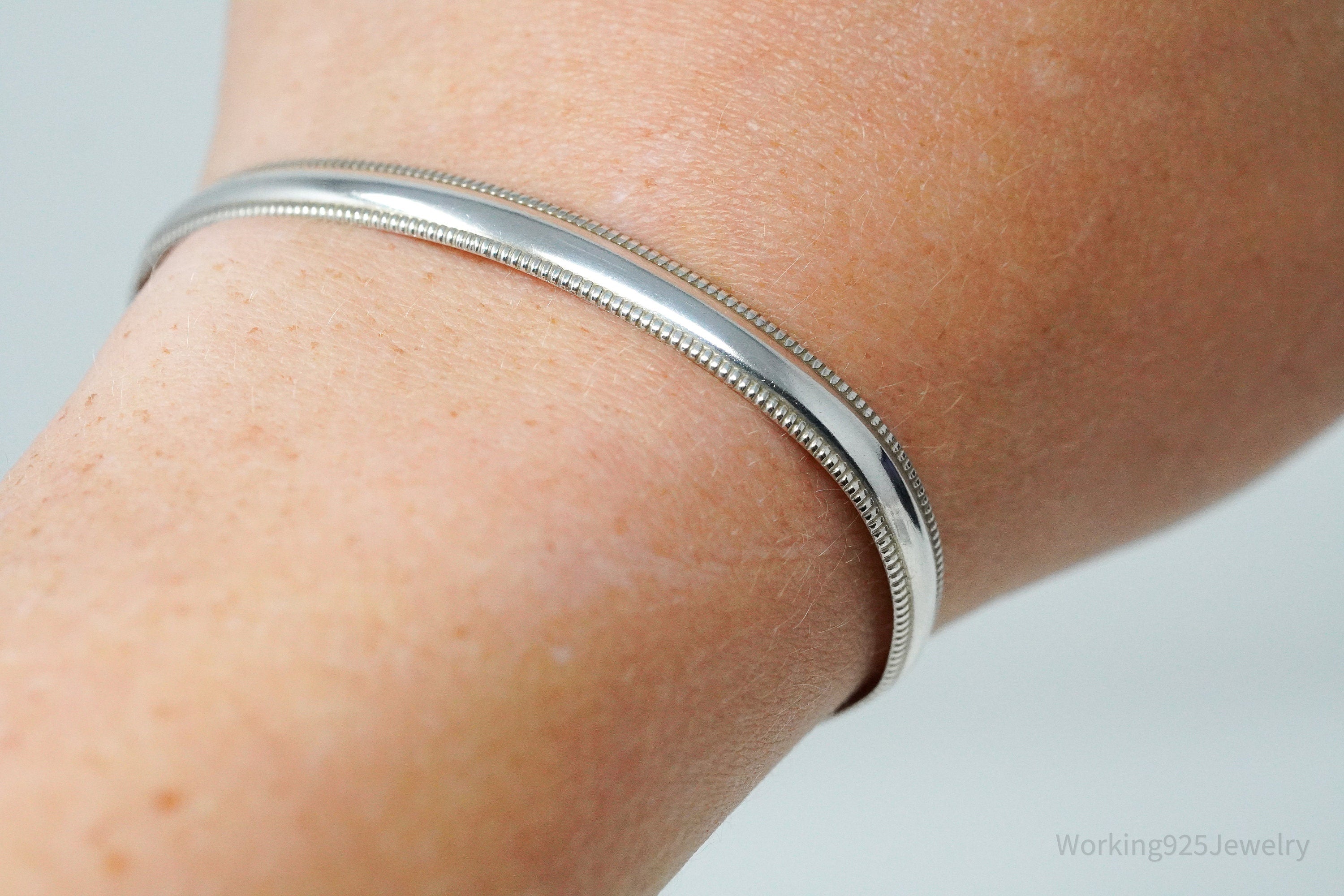 Vintage Native American Sterling Silver Cuff Bracelet - 6.25"