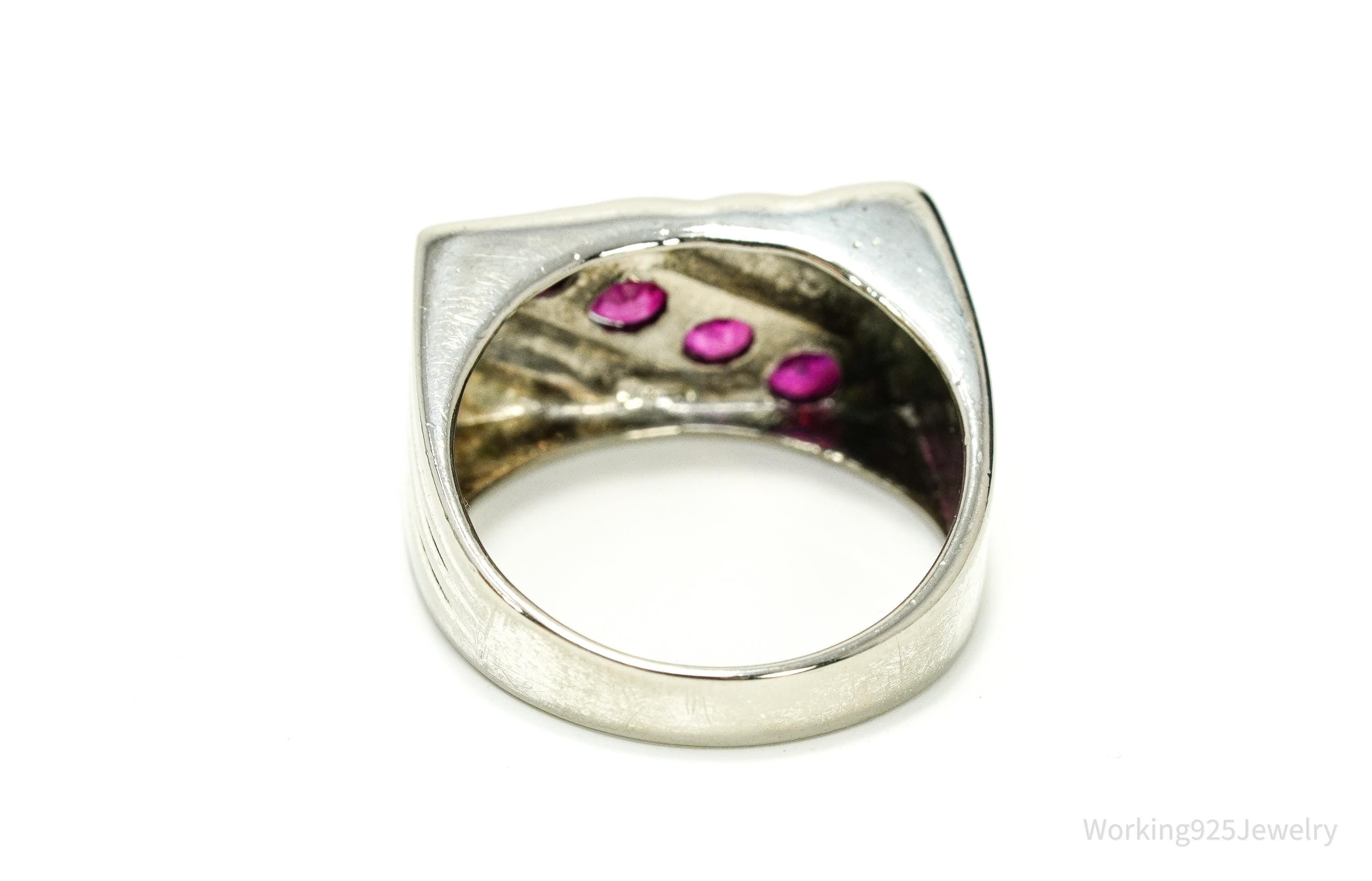 Vintage Ruby Sterling Silver Ring - Size 7.25