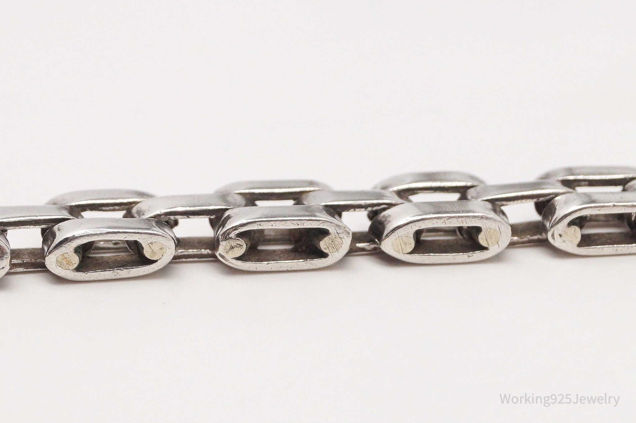 Vintage Mexico Modernist Sterling Silver Chain Bracelet 8"