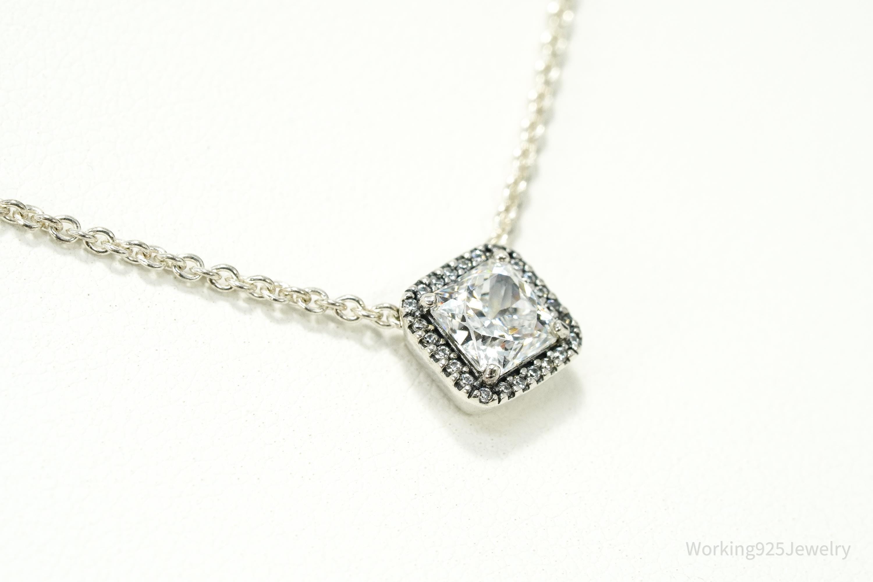 Designer Pandora Cubic Zirconia Sterling Silver Necklace - 19"