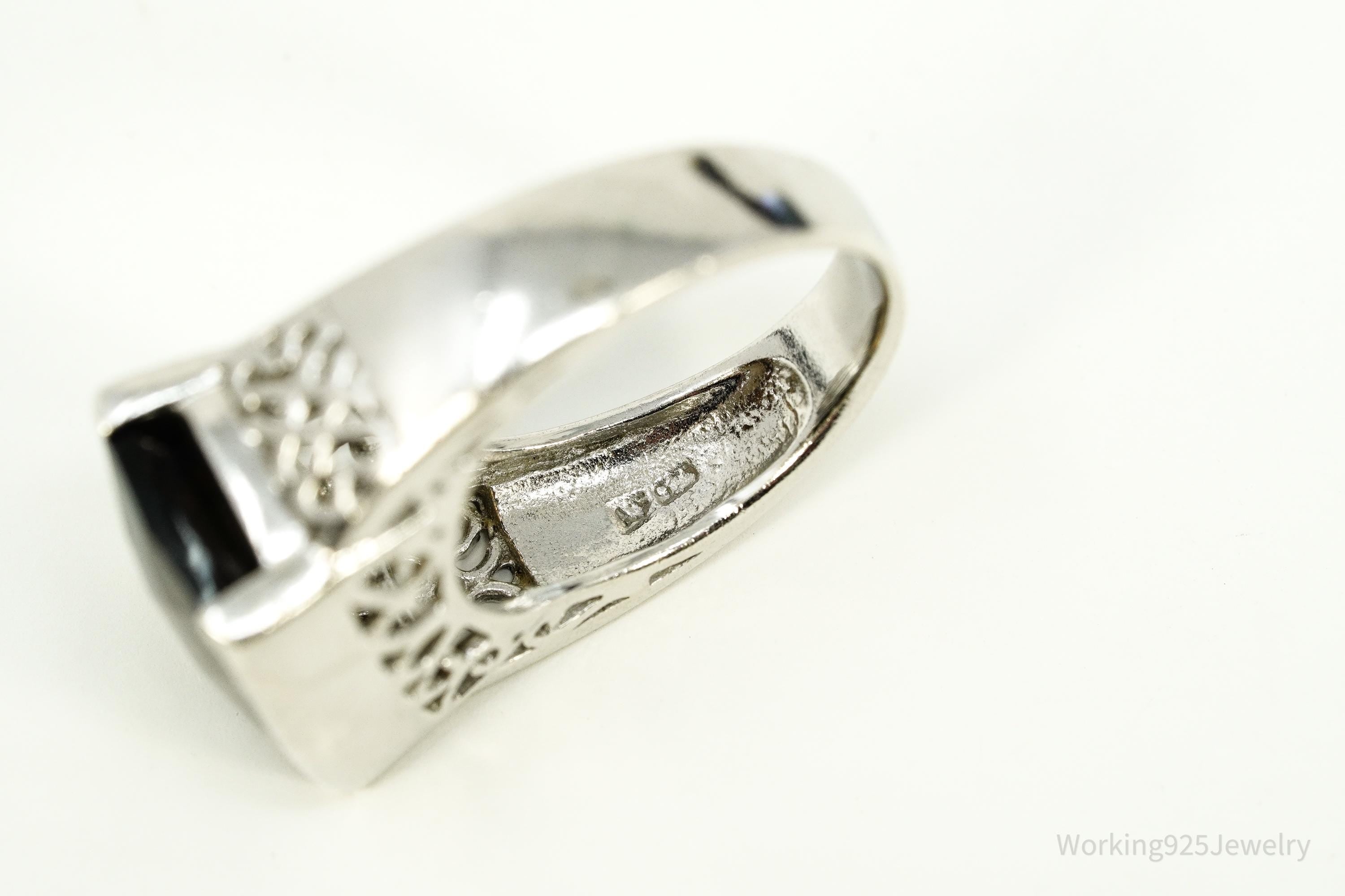 Vintage Large Smoky Topaz Sterling Silver Ring - Size 7.25