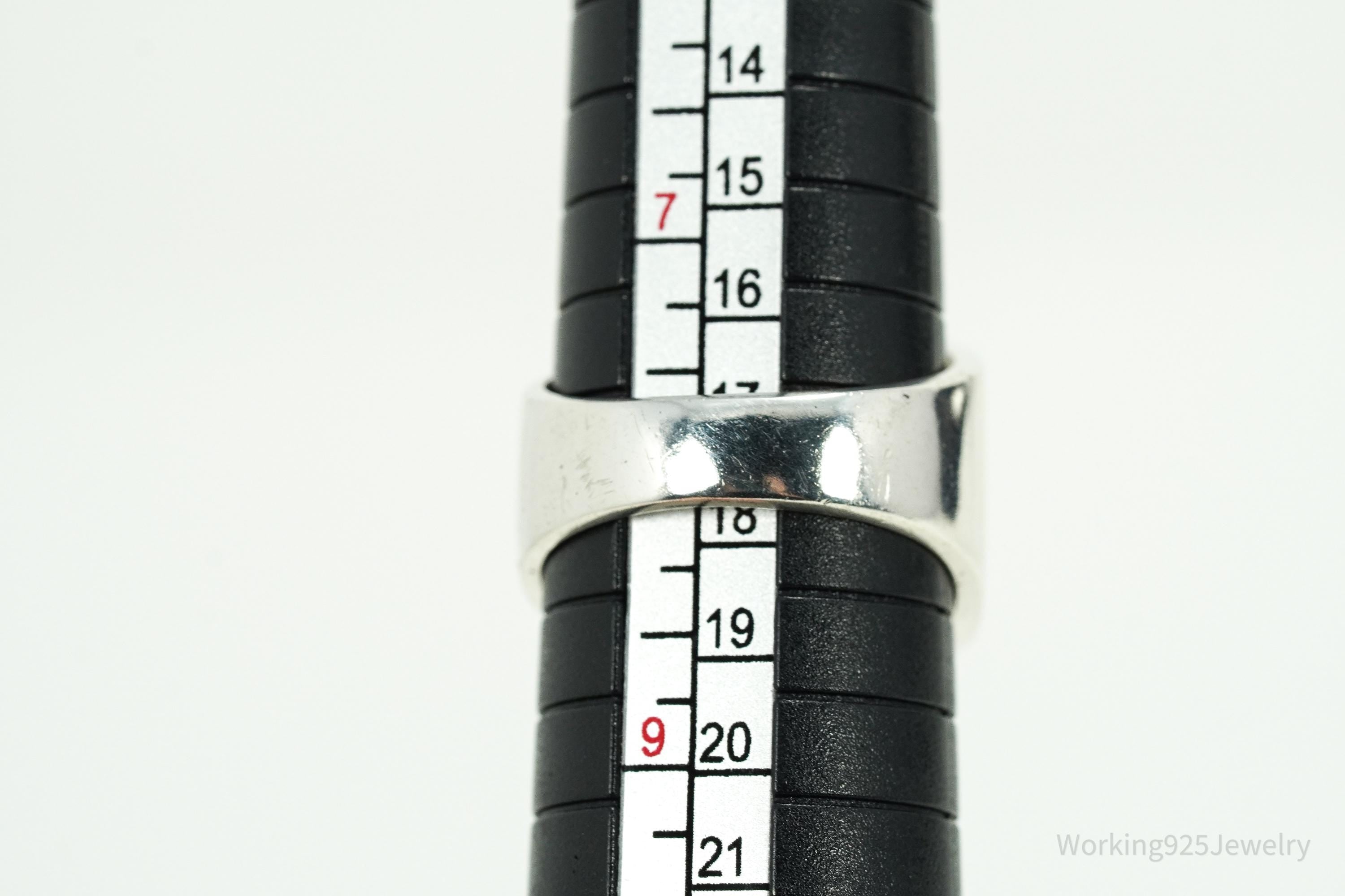 Vintage Heavy Mexico Modernist Style Sterling Silver Ring Size 8