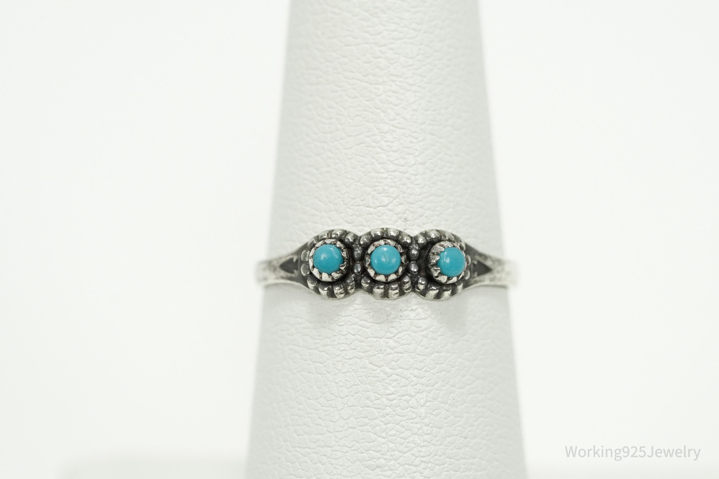 Vintage Native Bell Trading Post Turquoise Sterling Silver Ring - Size 6.5