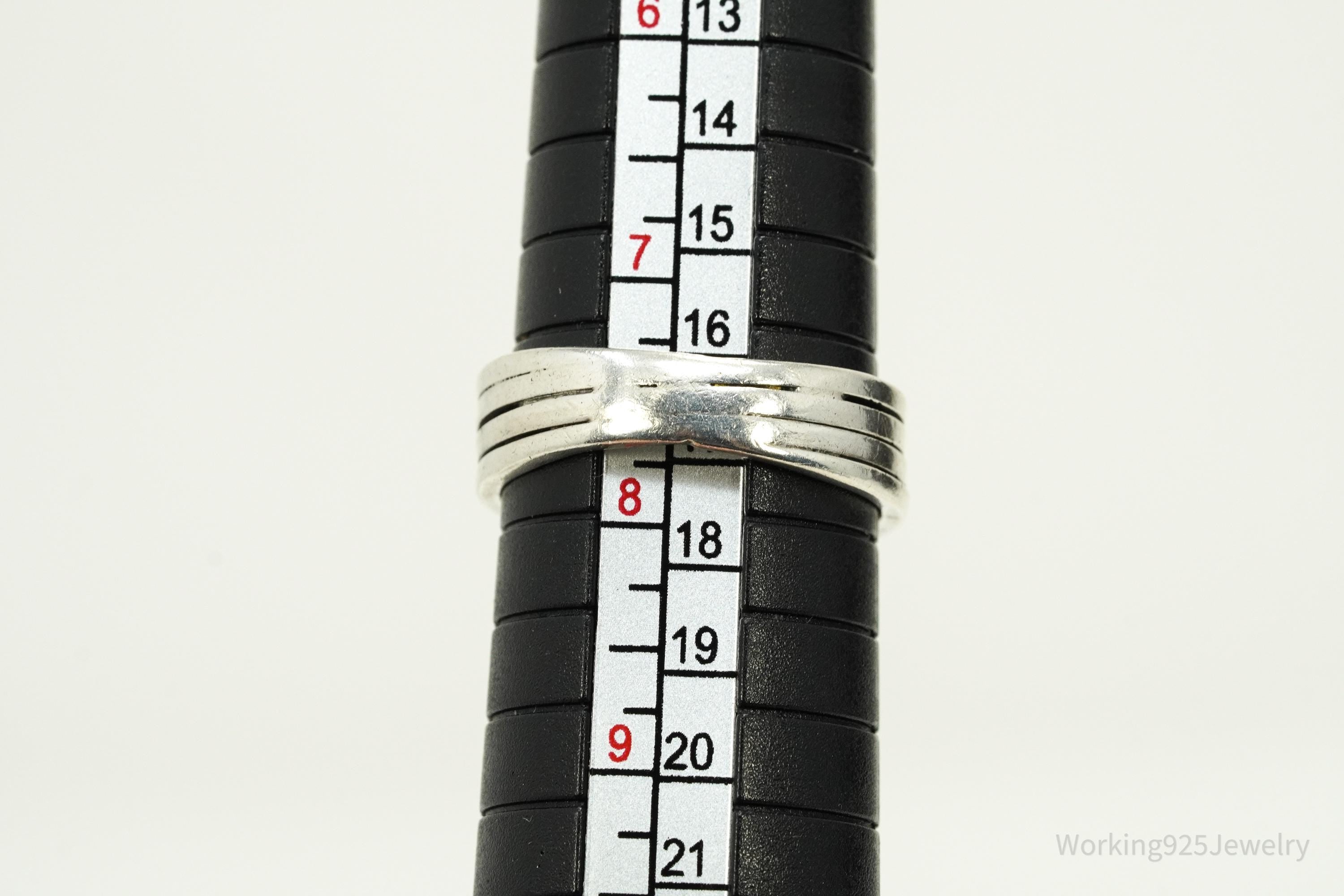 Vintage Native American Style Turquoise Silver Band Ring - Size 7.5