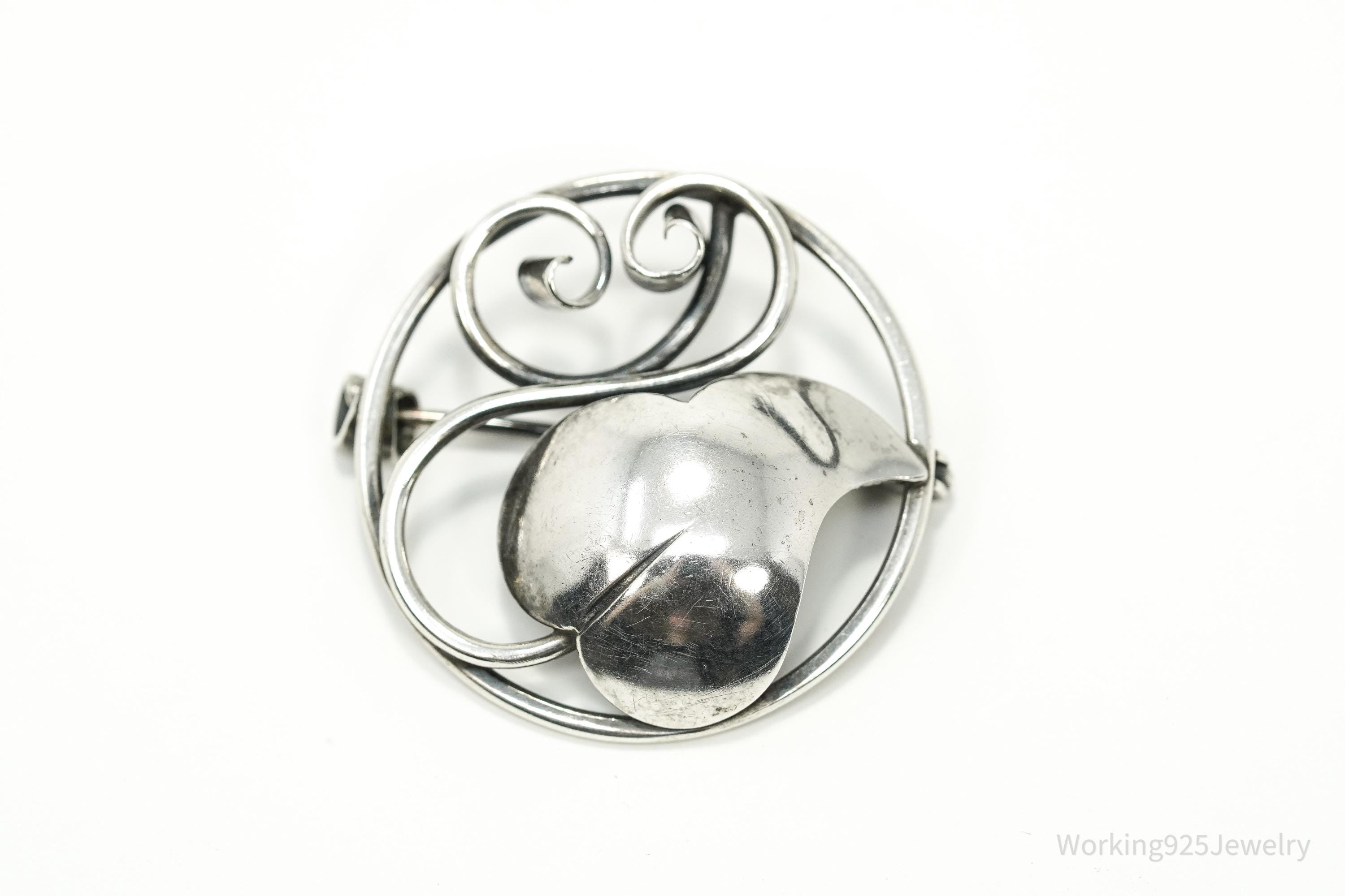 MCM Vintage Danish Modernist John Lauritzen 830S Silver Brooch Pin