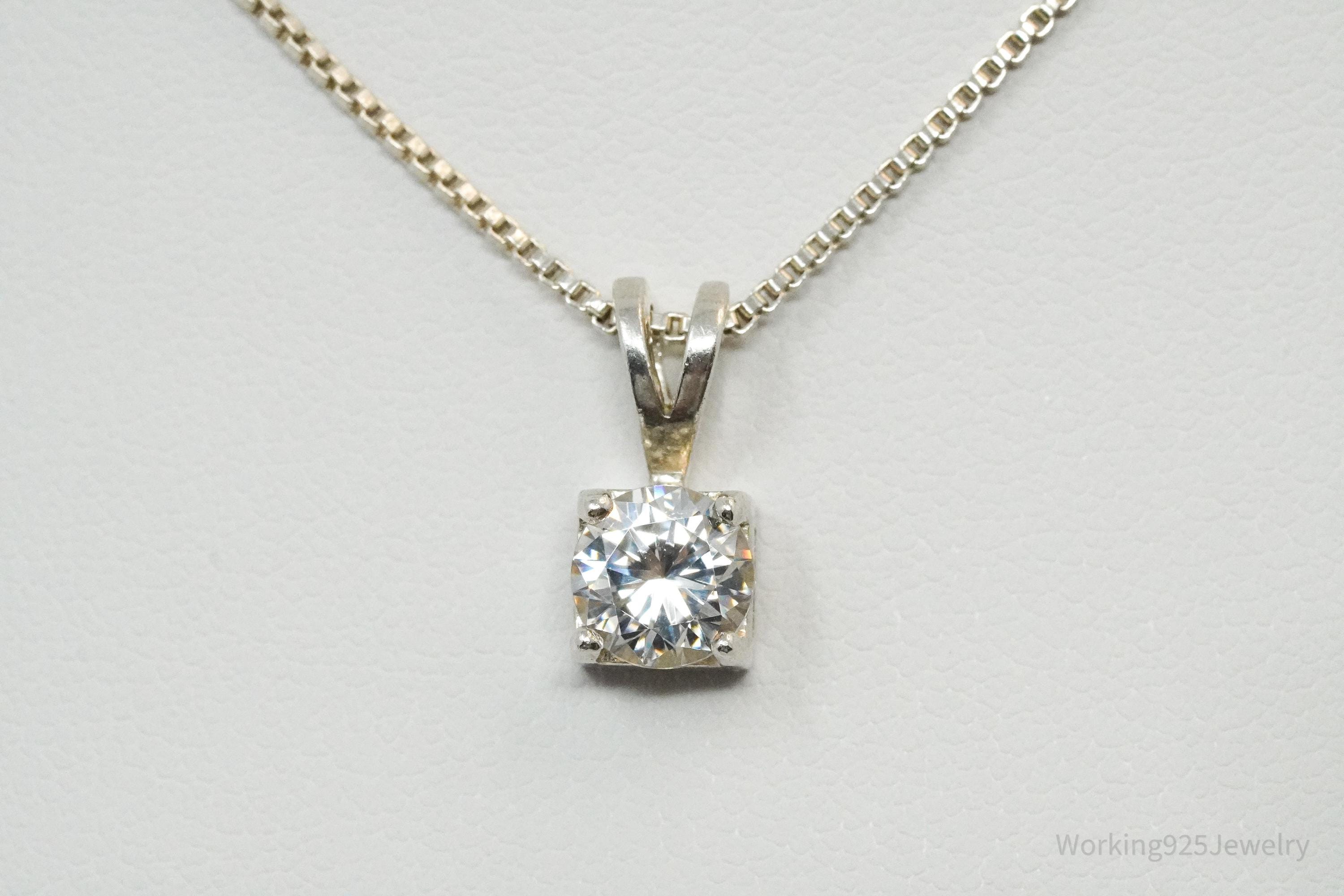 Vintage Diamonique Cubic Zirconia Sterling Silver Necklace 18"