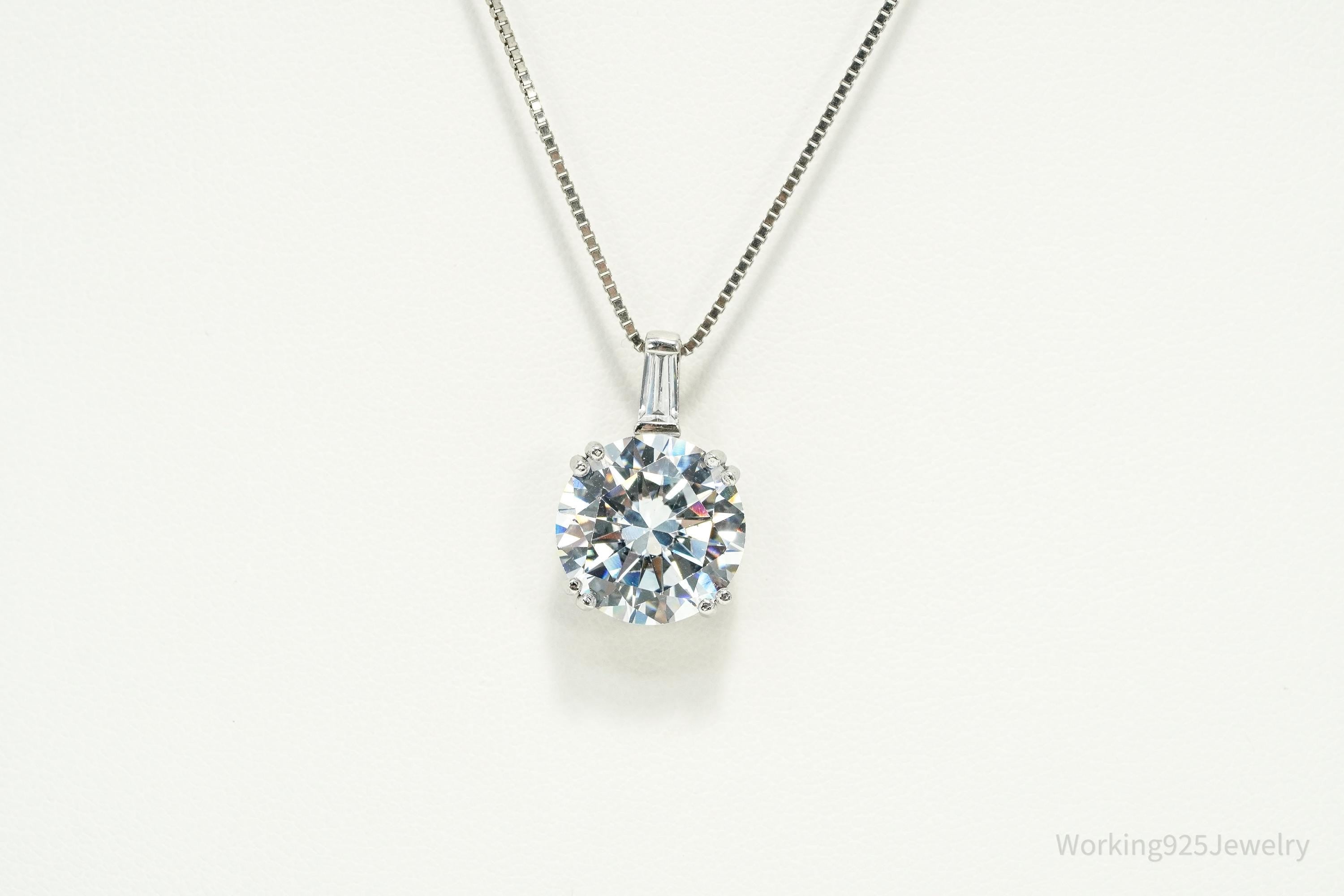 Vintage Large Cubic Zirconia Sterling Silver Necklace 18"
