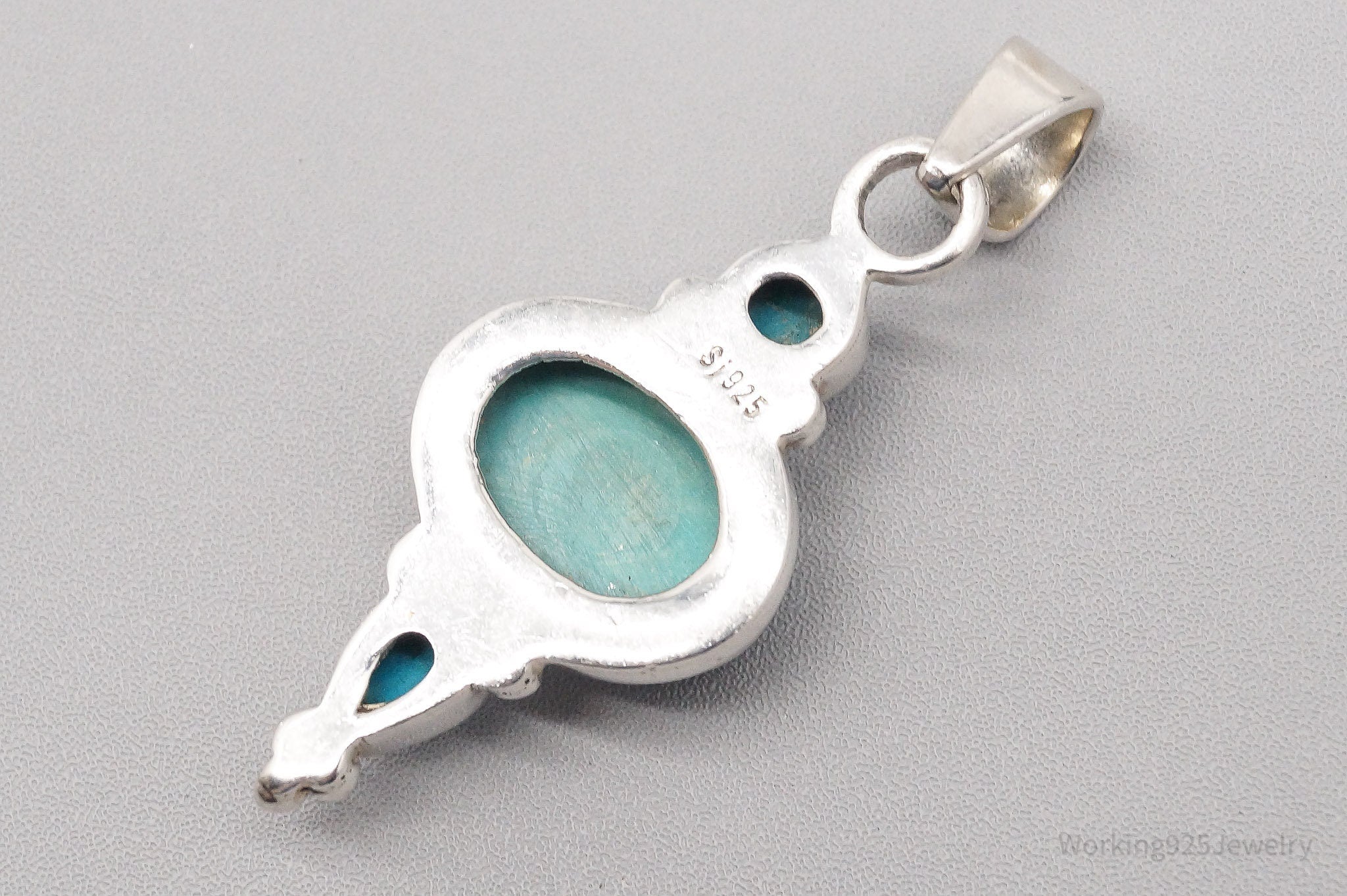 Vintage SJ Turquoise Sterling Silver Pendant