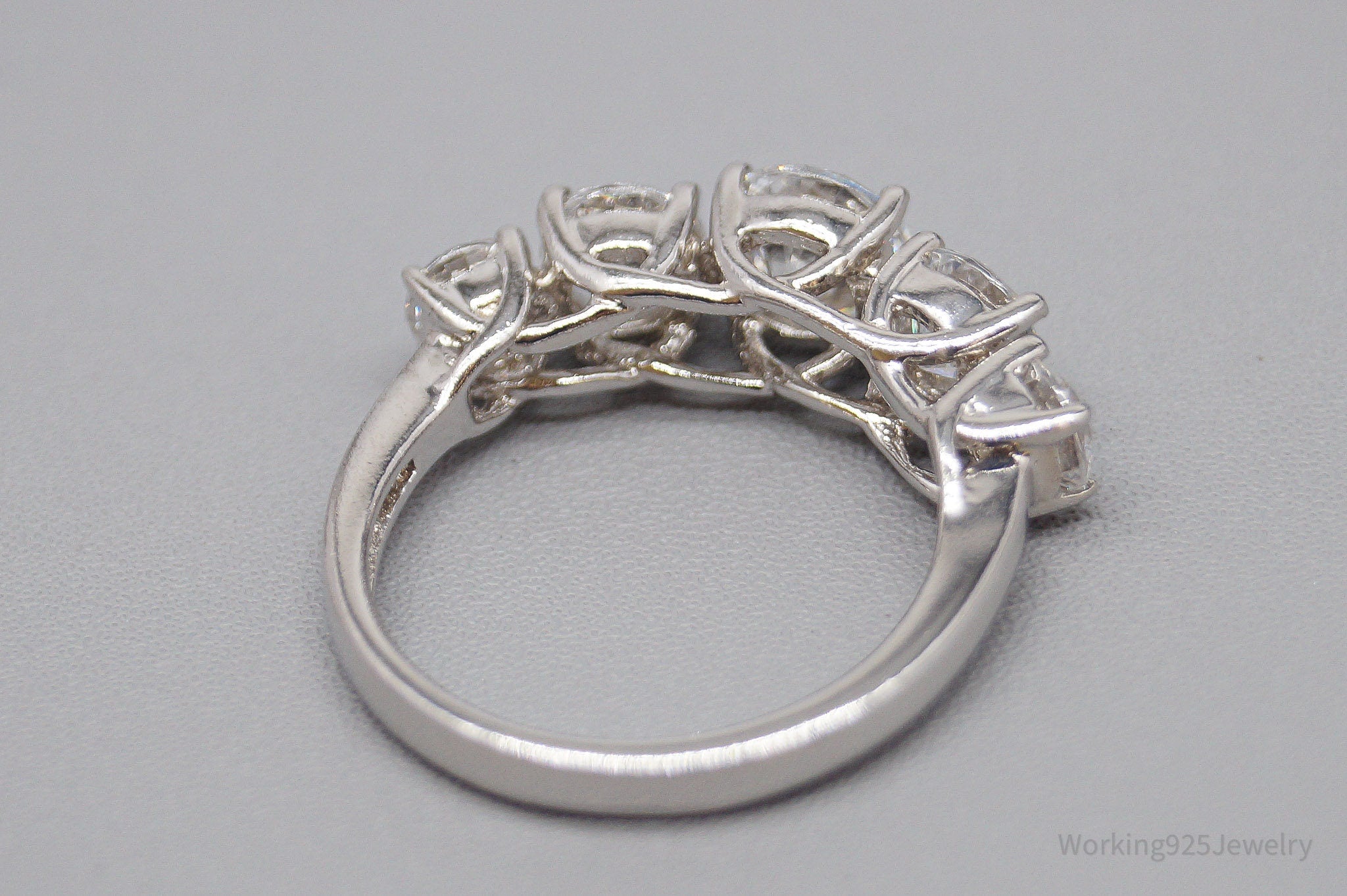 Vintage Diamonique Cubic Zirconia Sterling Silver Ring - Size 5.25