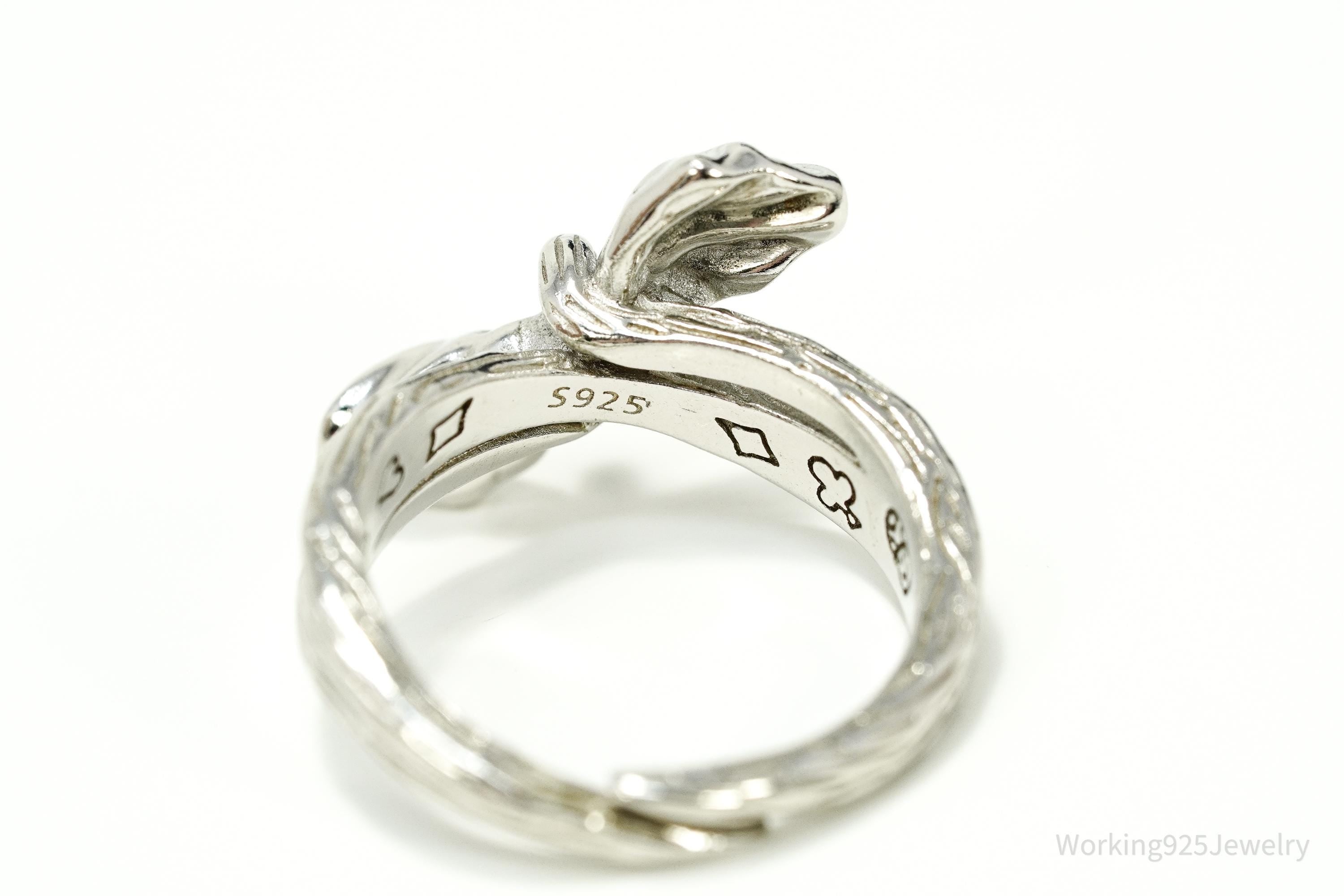 Vintage Bow Sterling Silver Ring - Size 8 Adjustable