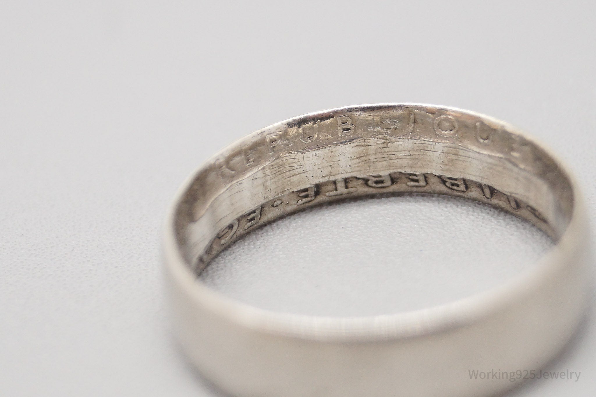 Antique 1915 2 Francs Silver Coin Turned Ring - Size 9.25