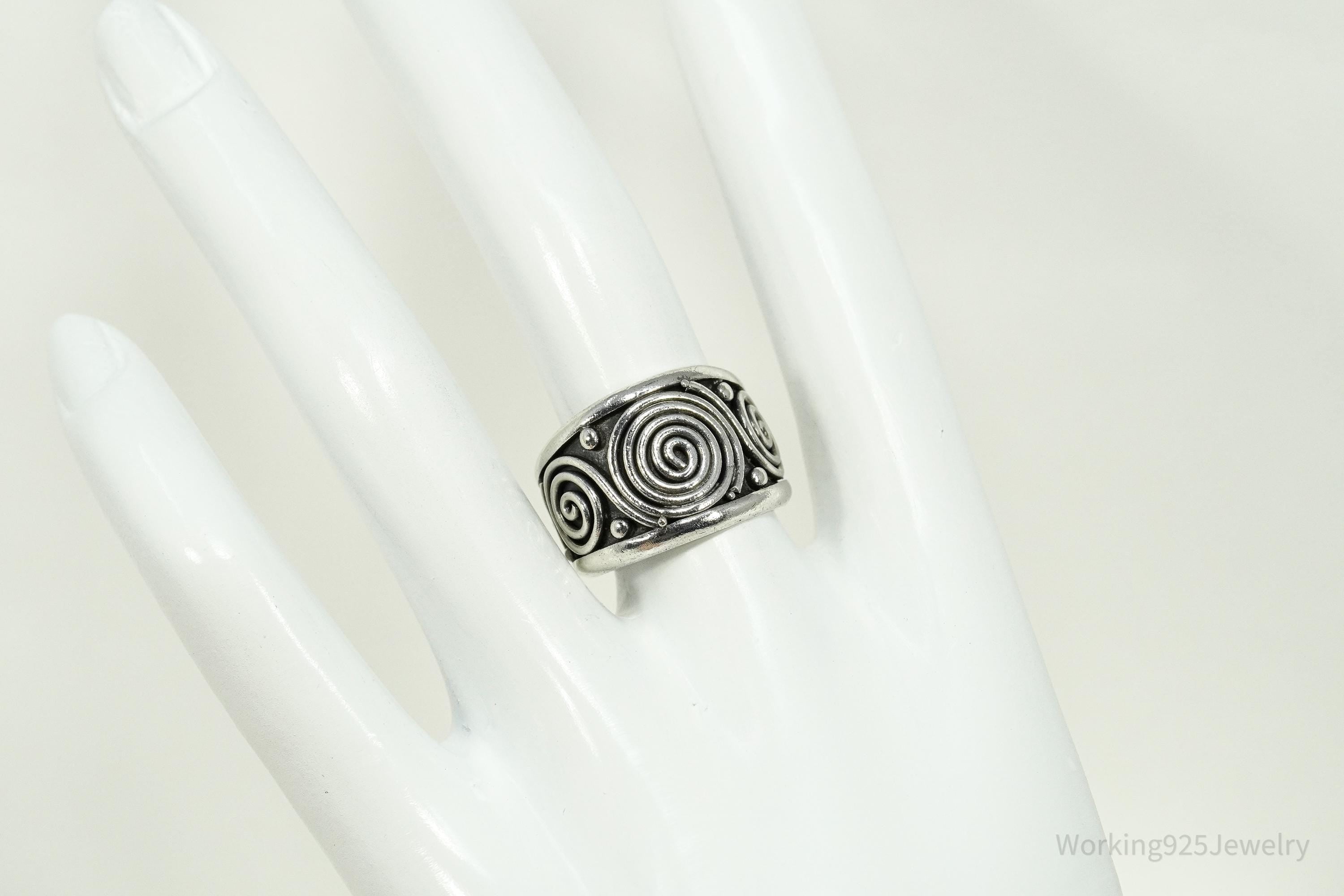 Vintage BA Suarti Bali Swirls Sterling Silver Ring Size 7.25