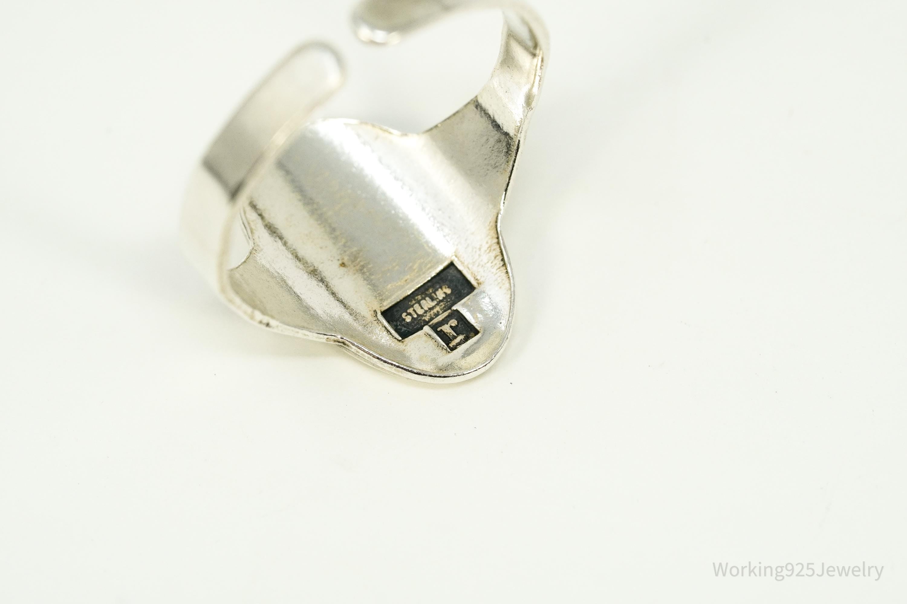 Vintage 1940s Girl Scout Brownie Scouts Sterling Silver Ring - Size 8 Adjustable
