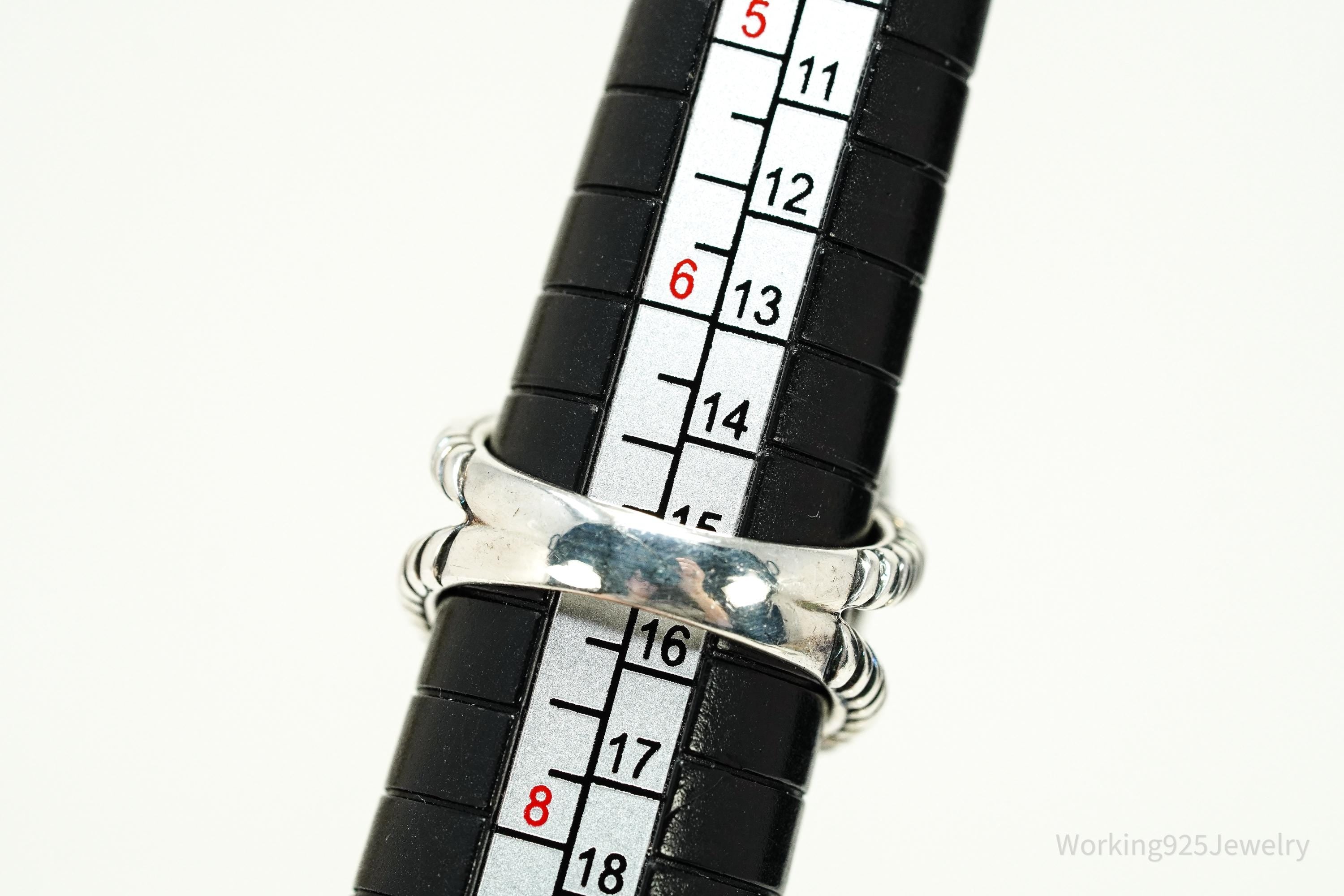 Vintage Designer SX Large Turquoise Sterling Silver Ring - Size 7