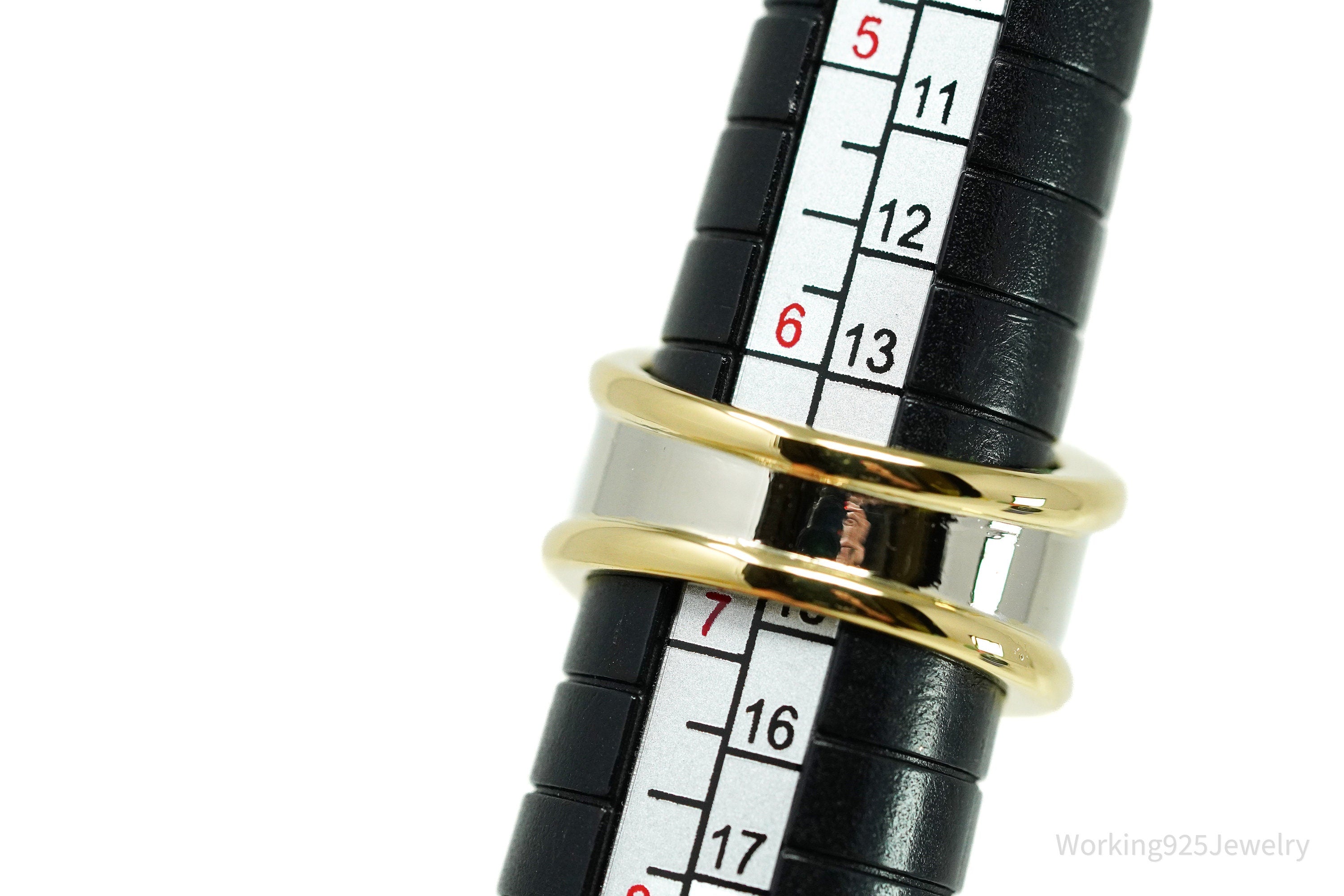 25 Prong Set Diamonds & 18K Gold Two Tone Ring - Size 6.75