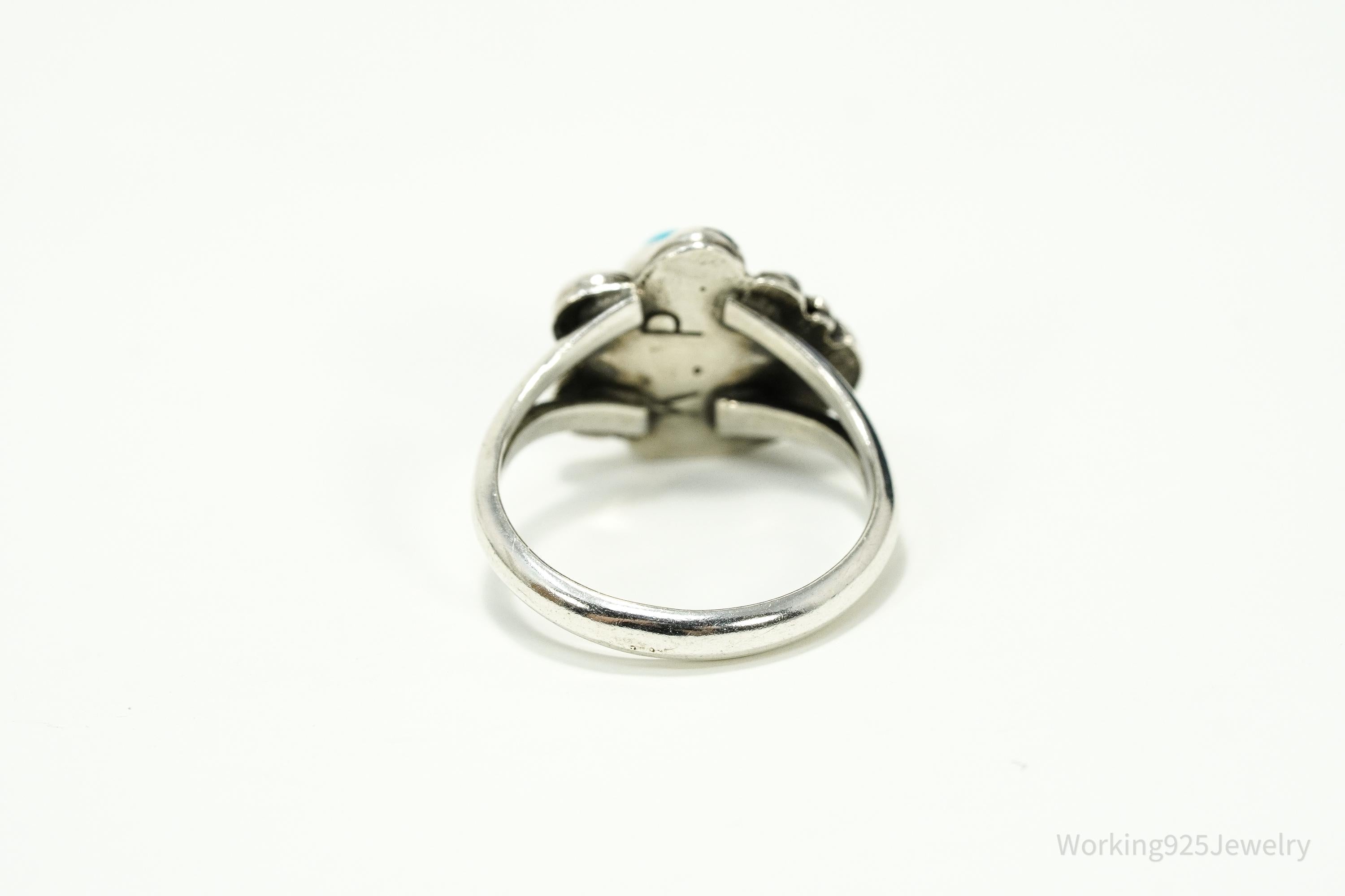Vintage Native American Turquoise Sterling Silver Ring - Size 4.75