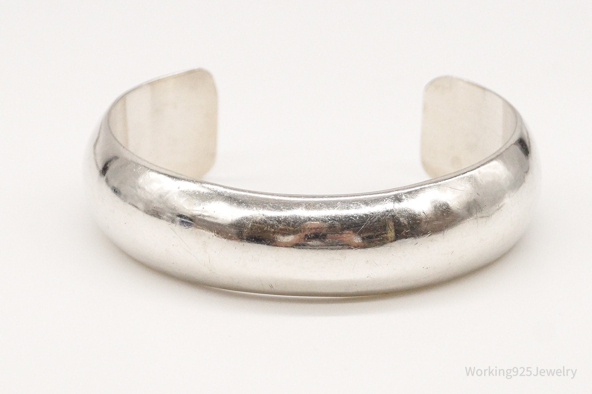 Vintage Native American KS Sterling Silver Wide Cuff Bracelet